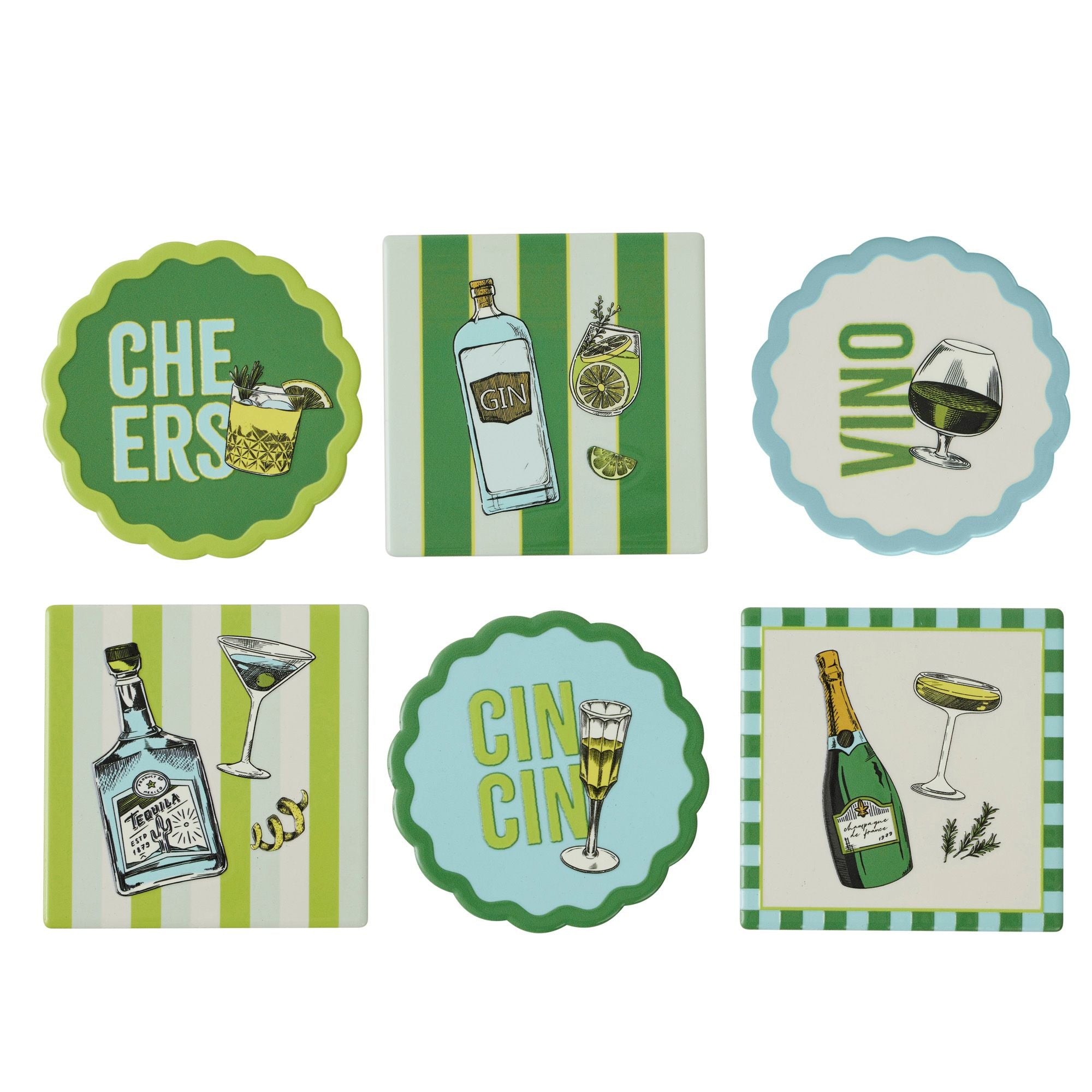 Assemble Gimlet Ceramic Coaster 6 Assorted