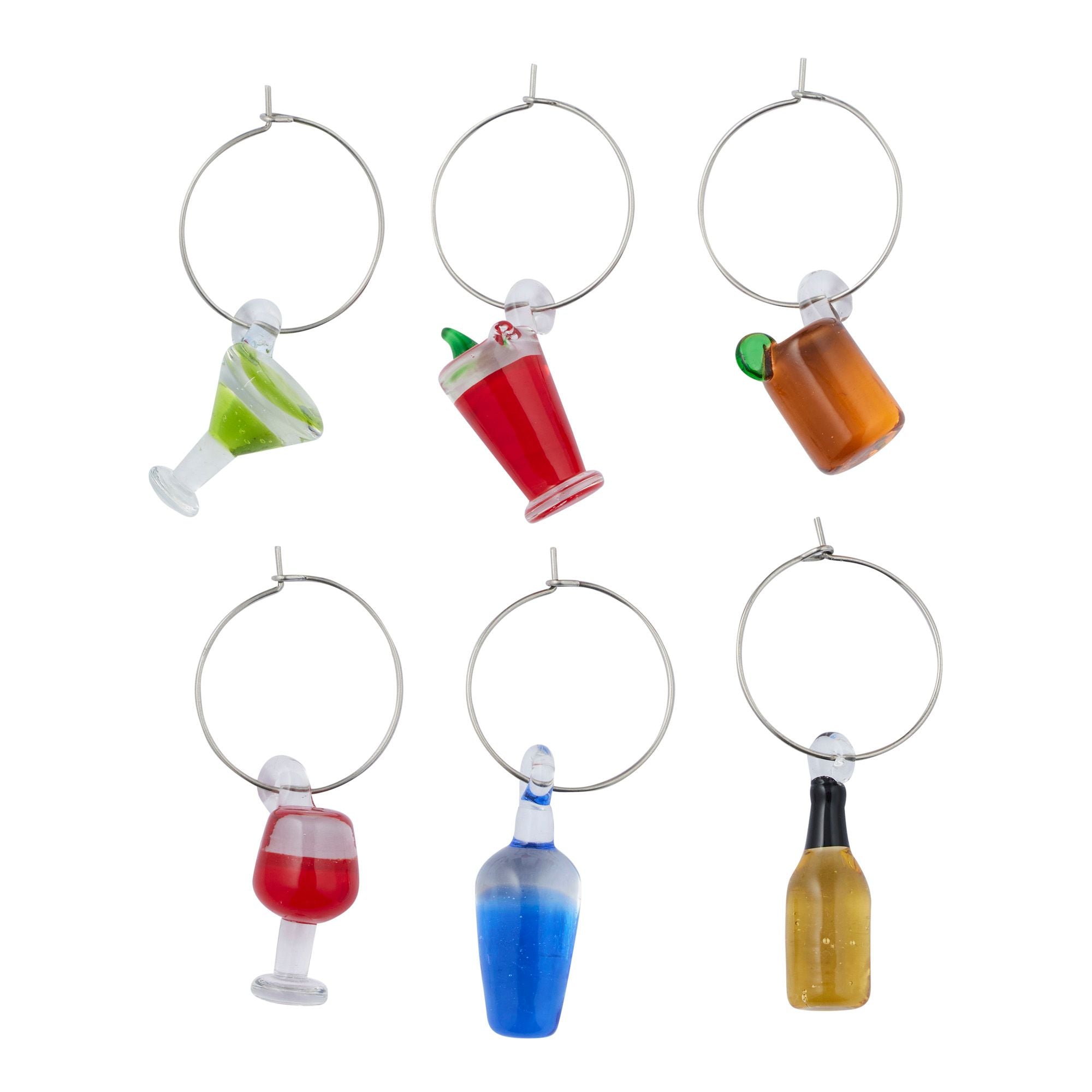 Assemble Fiesta Set of 6 Glass Wine Charms