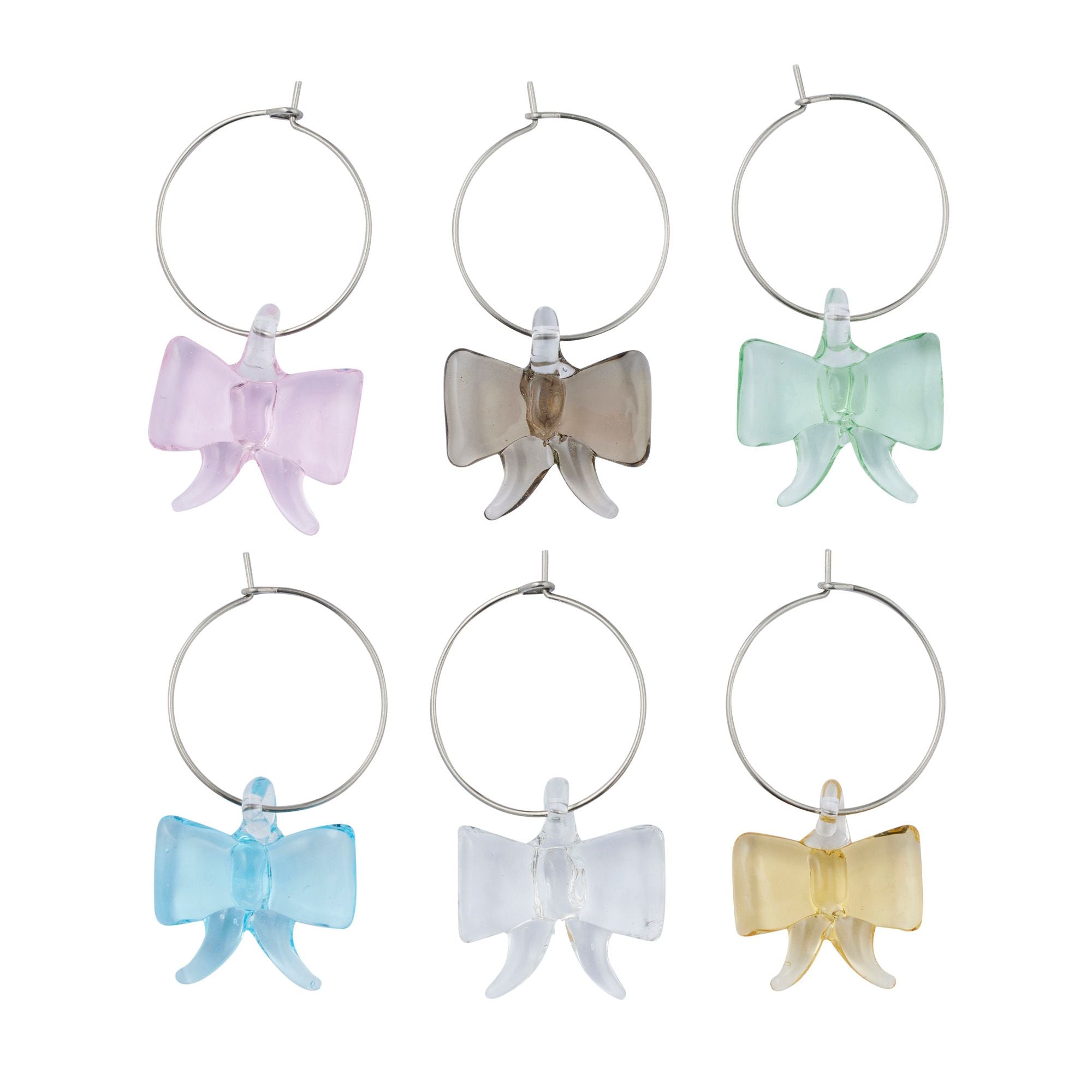 Assemble Bow Set of 6 Glass Wine Charms Multi