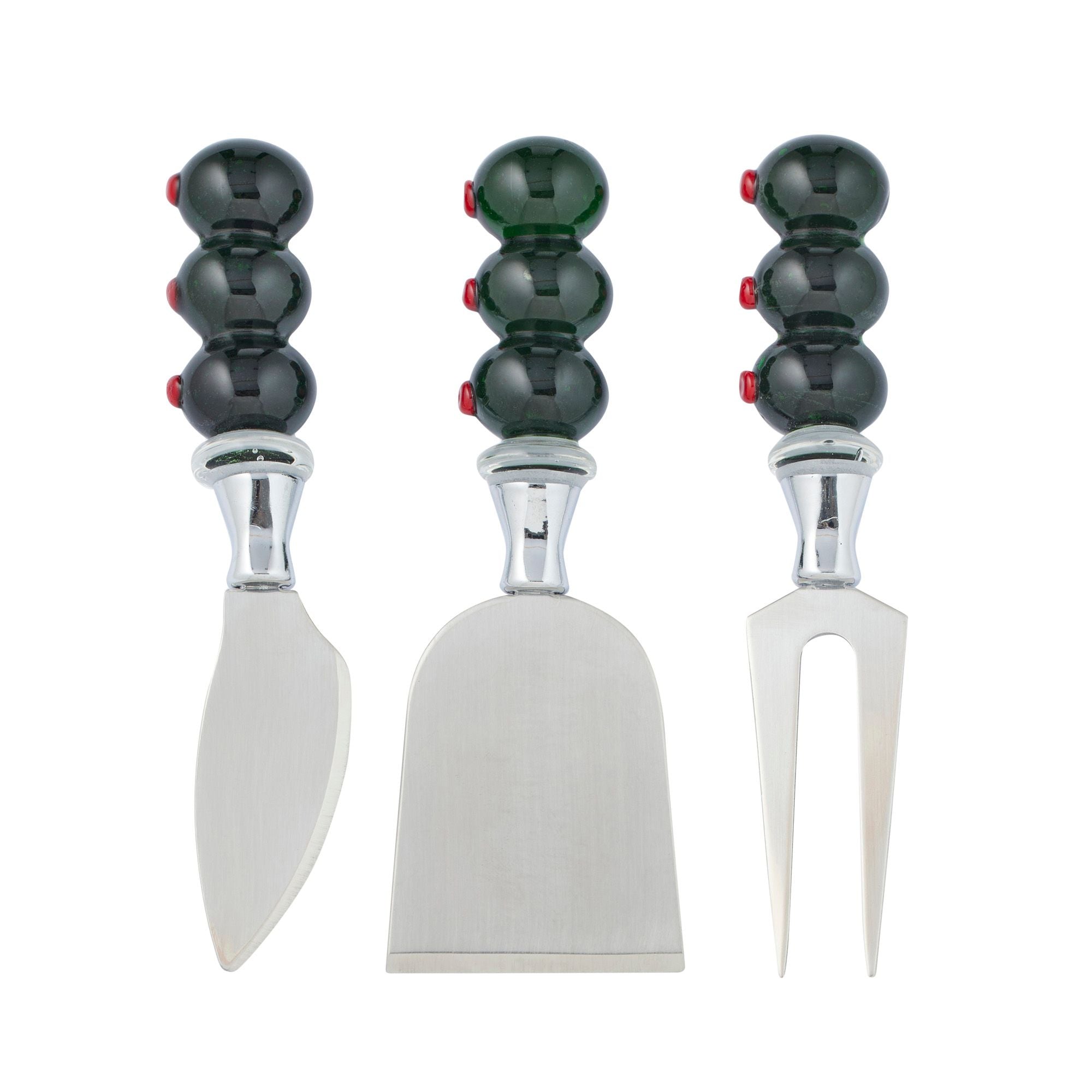 Assemble Olive Set of 3 Stainless Steel Cheese Knives