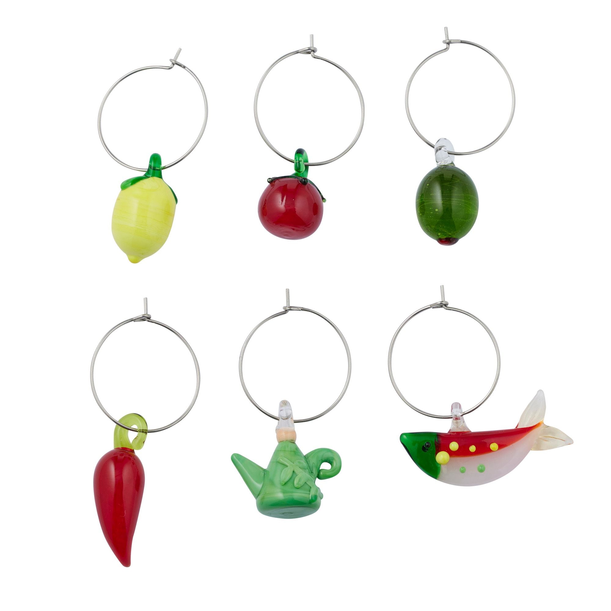 Assemble Mangia Set of 6 Glass Wine Charms