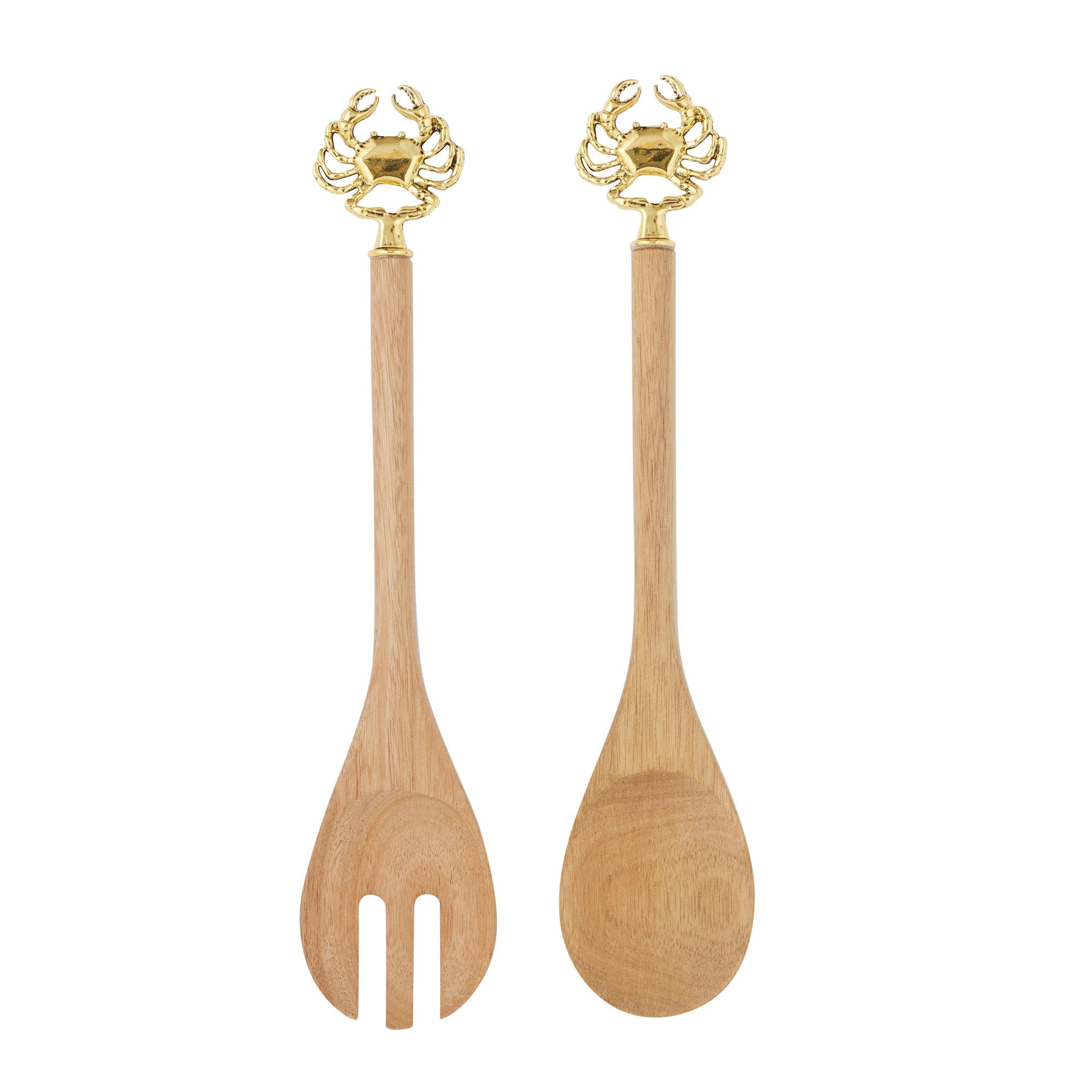 Assemble Crab Set of 2 Wood/Metal Salad Servers