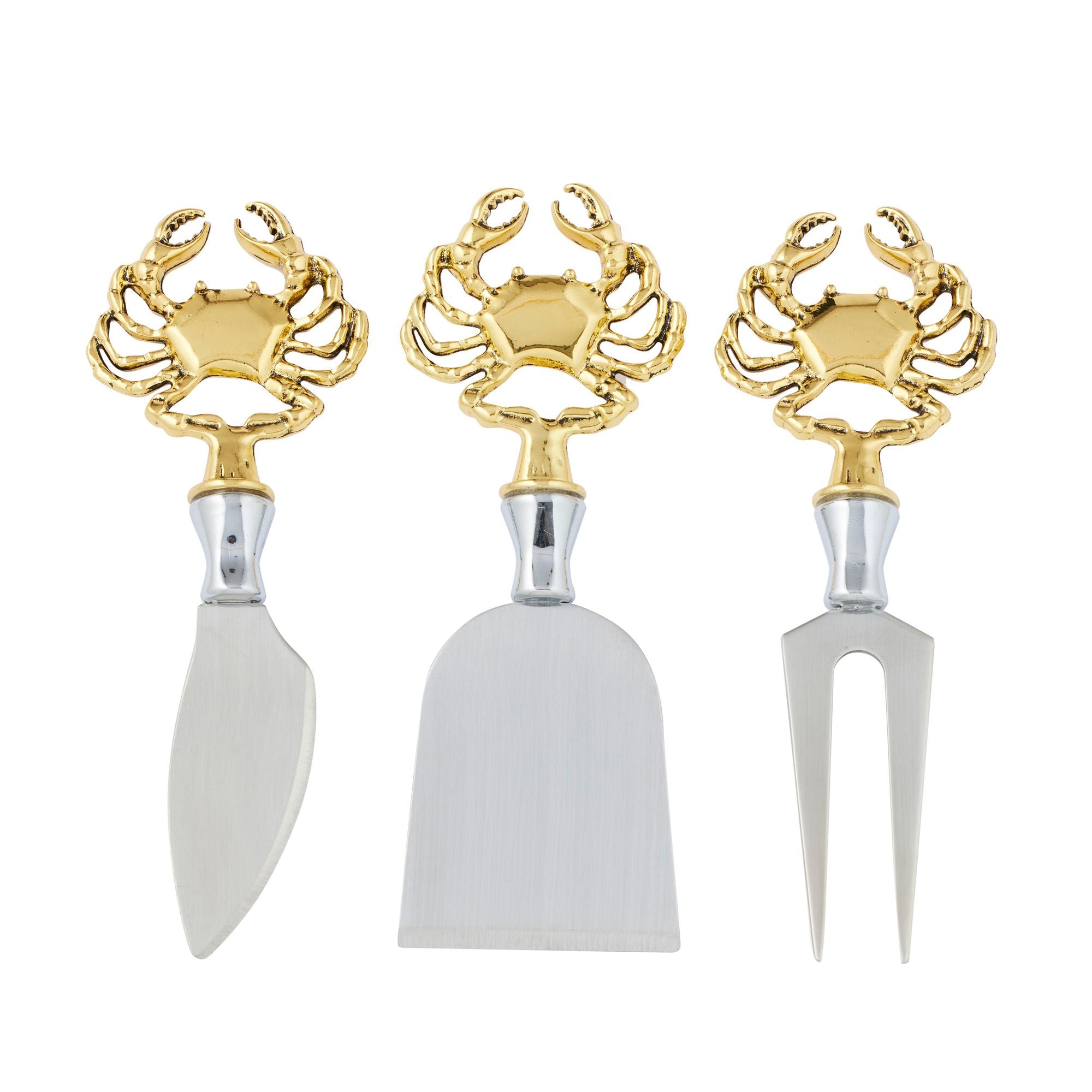 Assemble Crab Set of 3 Stainless Steel Cheese Knives Gold