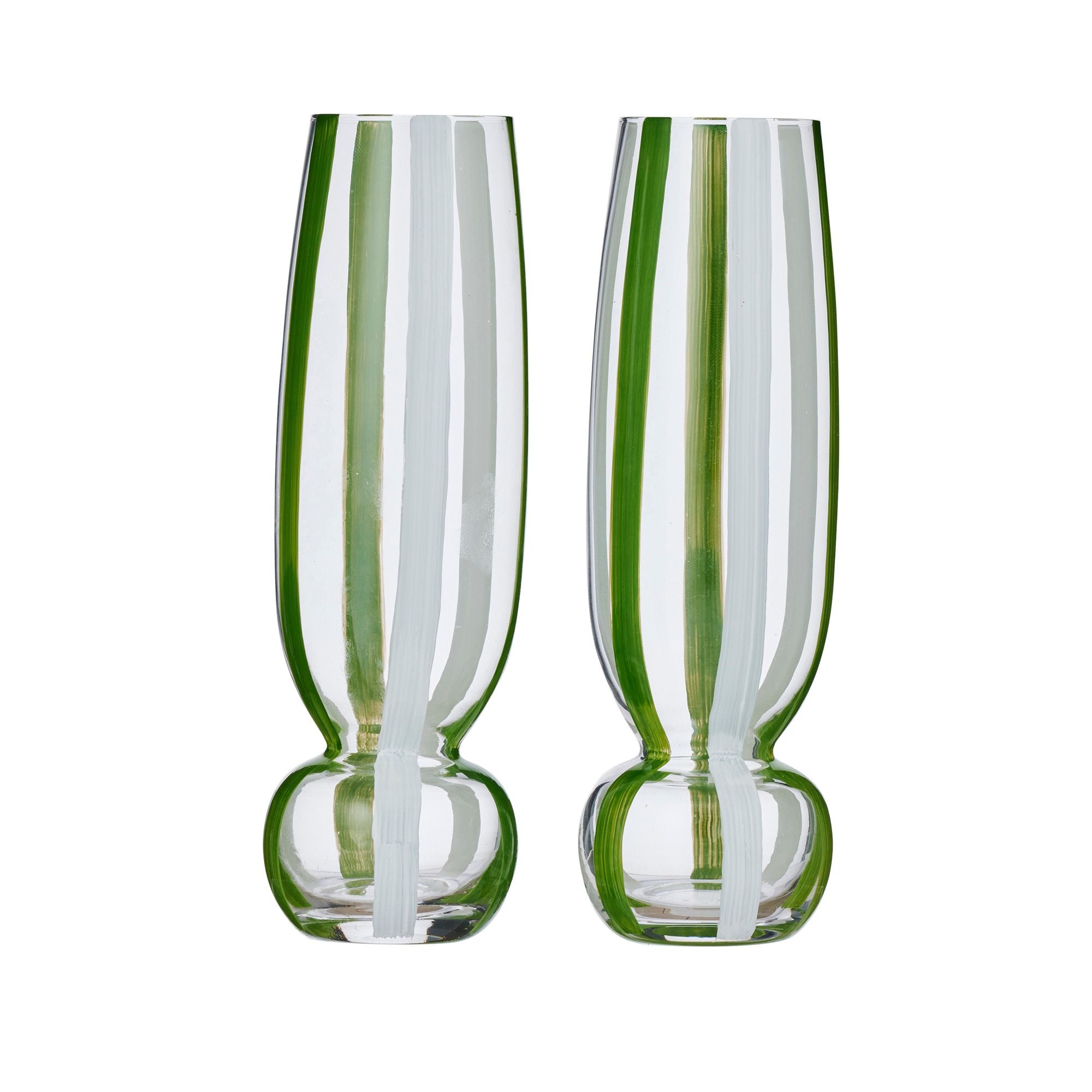 Assemble Kimi Set of 2 Glass Flute Green/White
