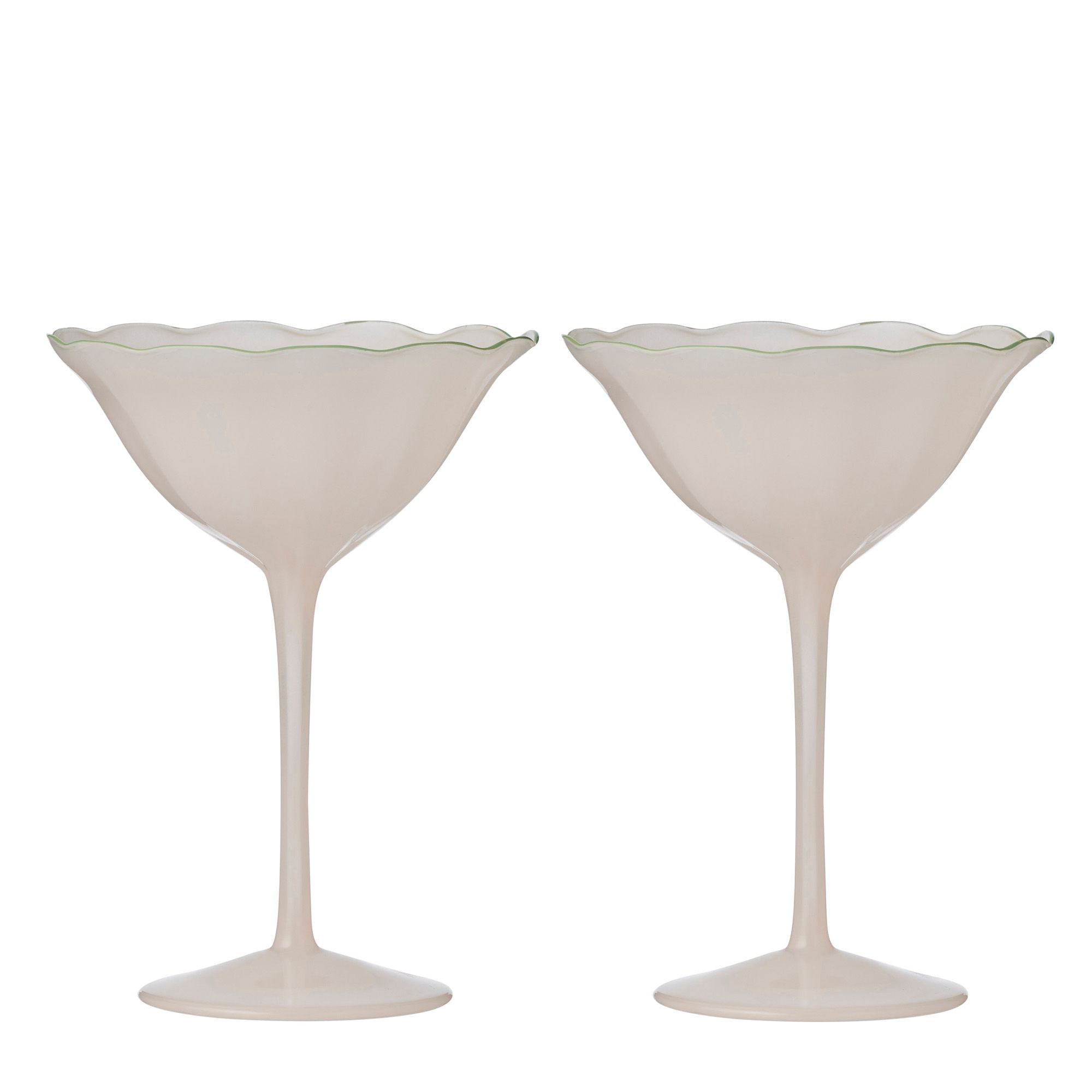 Assemble Bella Set of 2 Coupe Glass Pink/Green