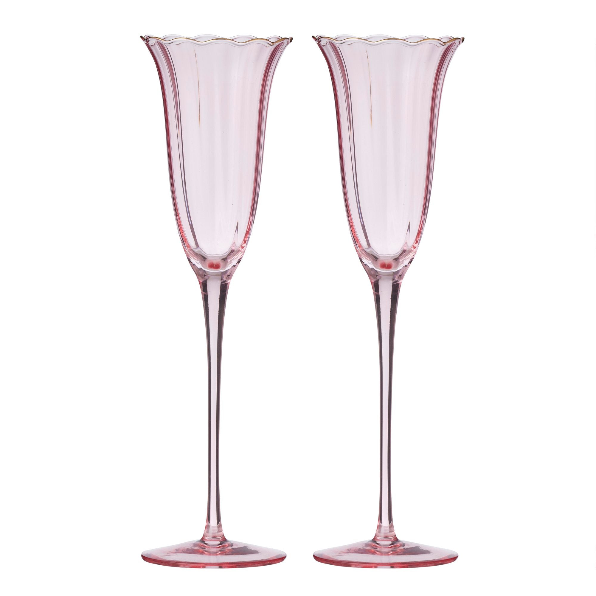 Assemble Crowne Set of 2 Glass Flute Pink/Gd