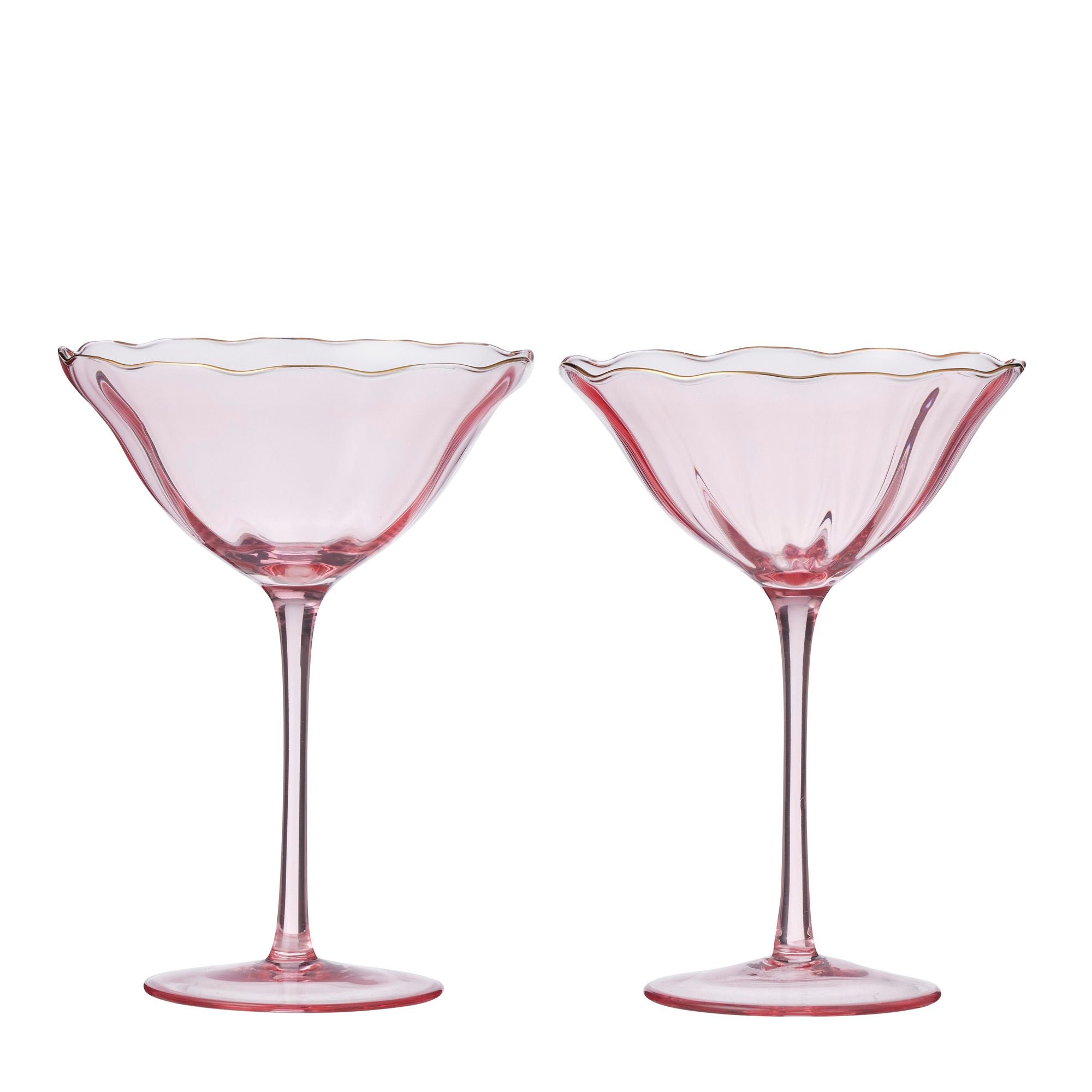 Assemble Crowne Set of 2 Glass Coupe Pnk/Gd
