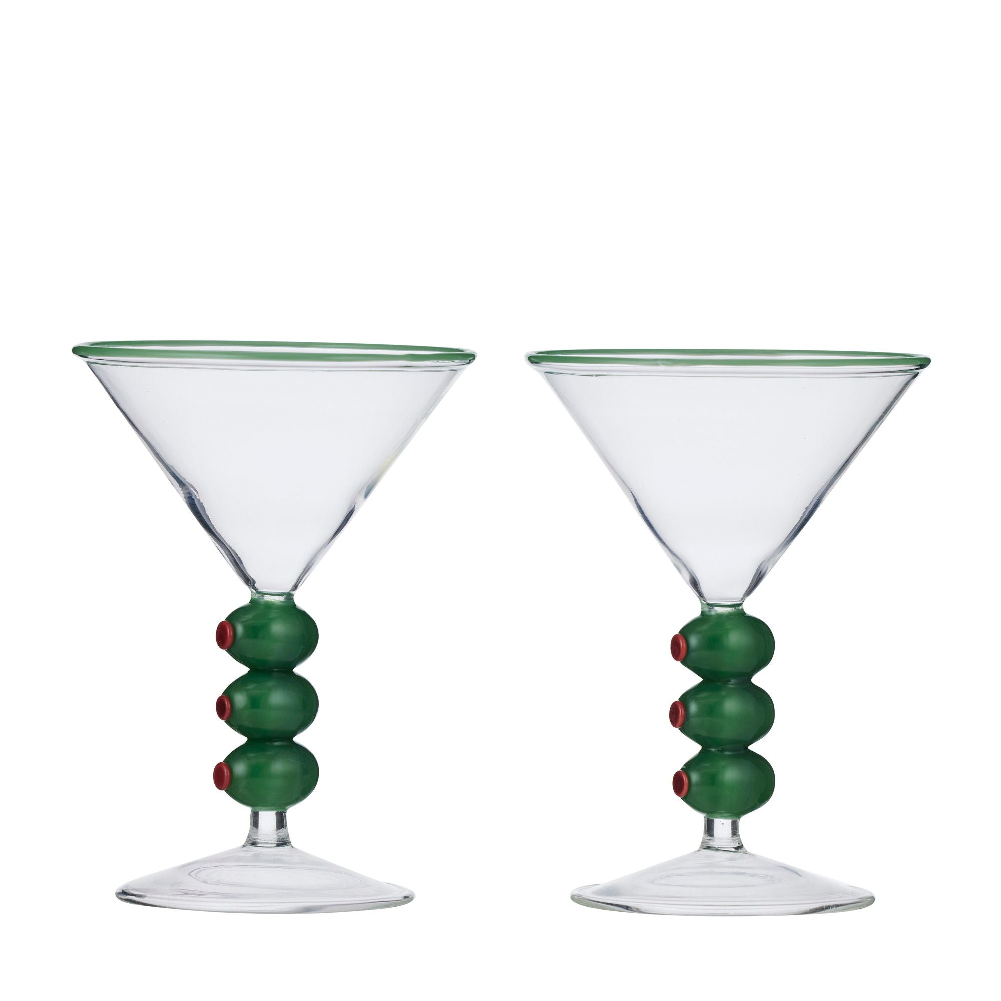 Assemble Olive Set of 2 Cocktail Glass Clr/Green