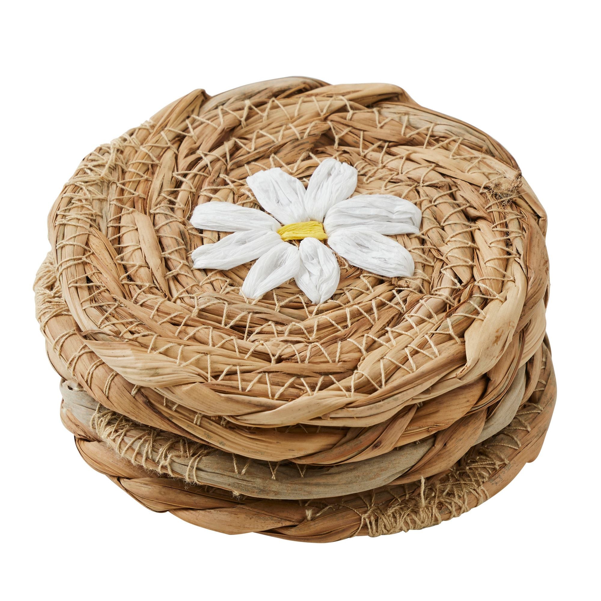 Assemble Eloise Set of 4 Seagrass Coasters Natural/Gn
