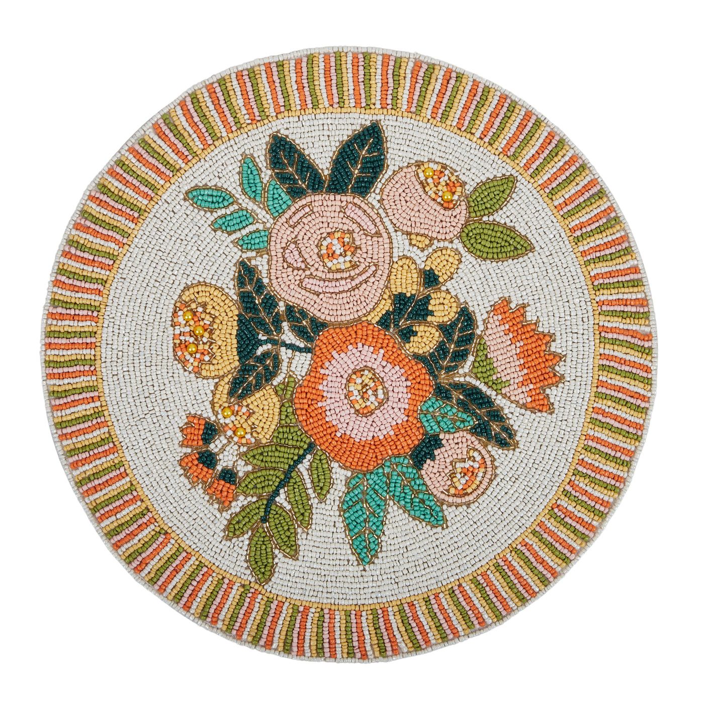 Assemble Flora Beaded Round Placemat Multi