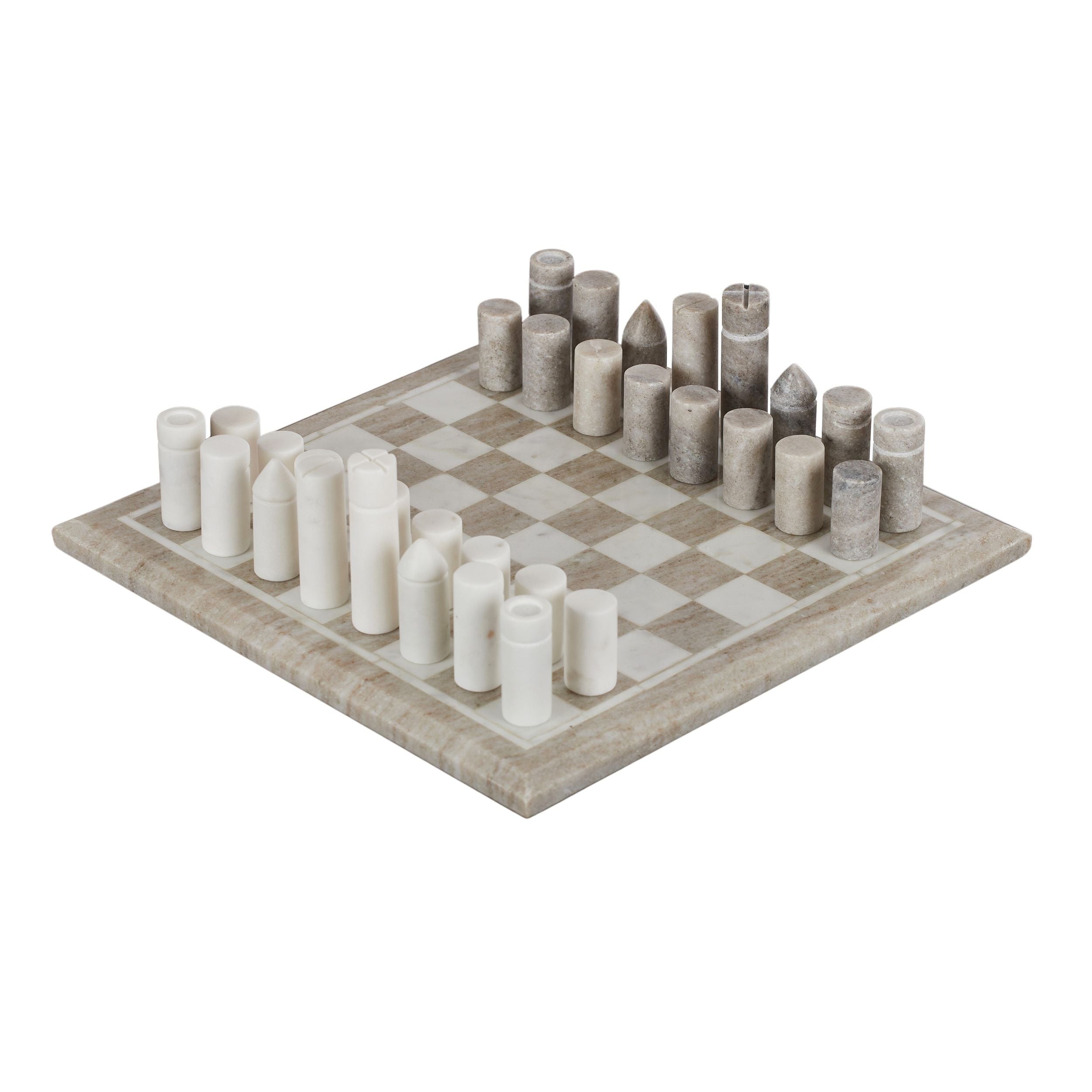 Coast To Coast Gambit Marble Chess Set Wh/Beige