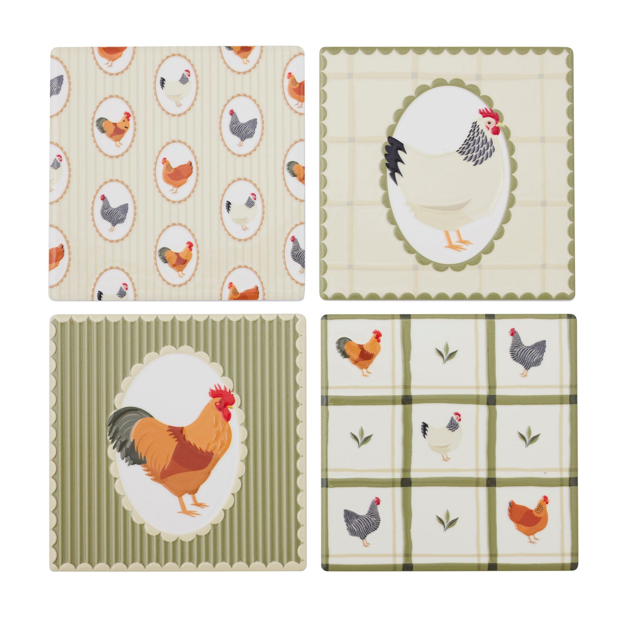 Assemble Henny Set of 4 Ceramic Coasters Olive