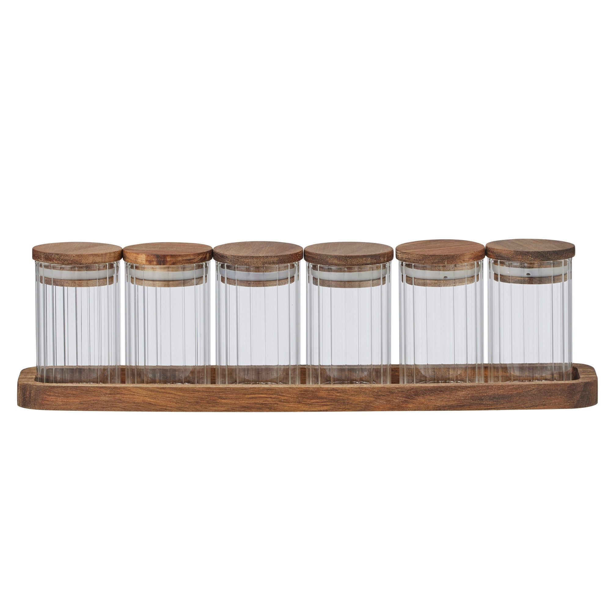 Assemble Bosco 7pc Glass/Wood Spice Set