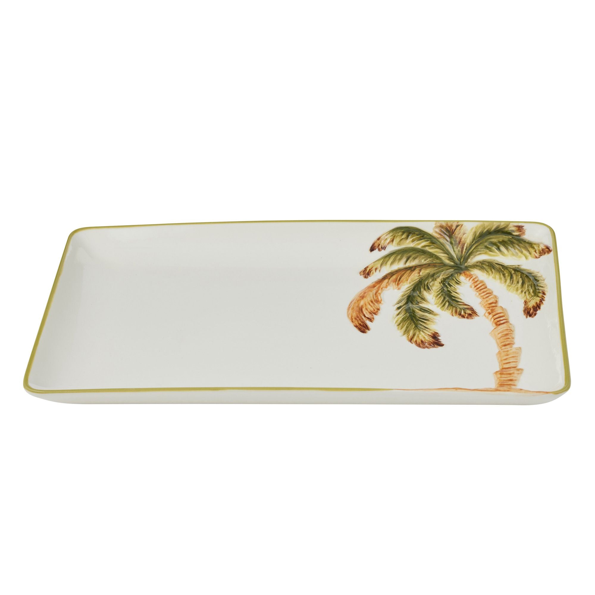 Assemble Palmera Ceramic Platter Ivory/Gn
