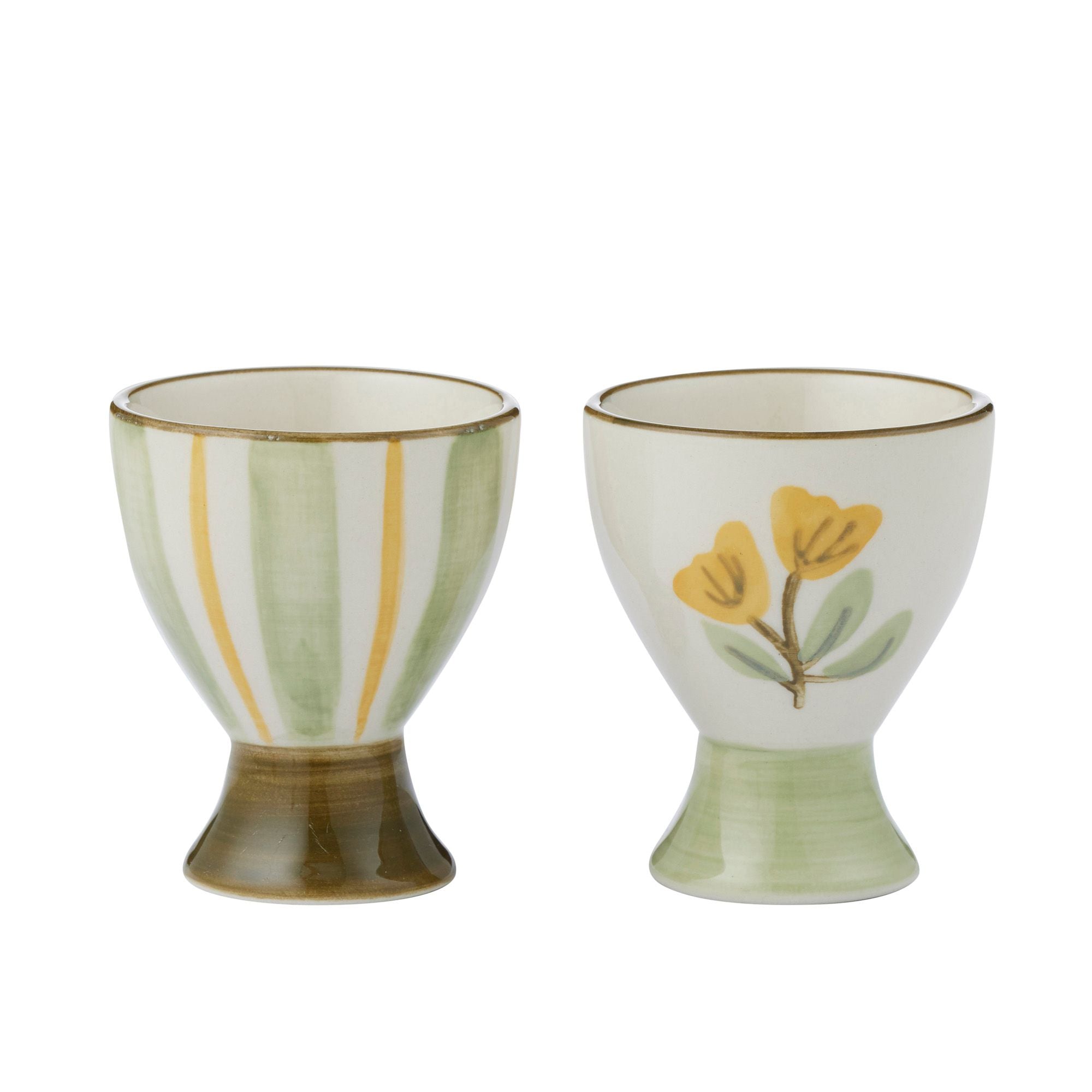 Assemble Gwen Ceramic Egg Cup Green/Yel 2 Assorted