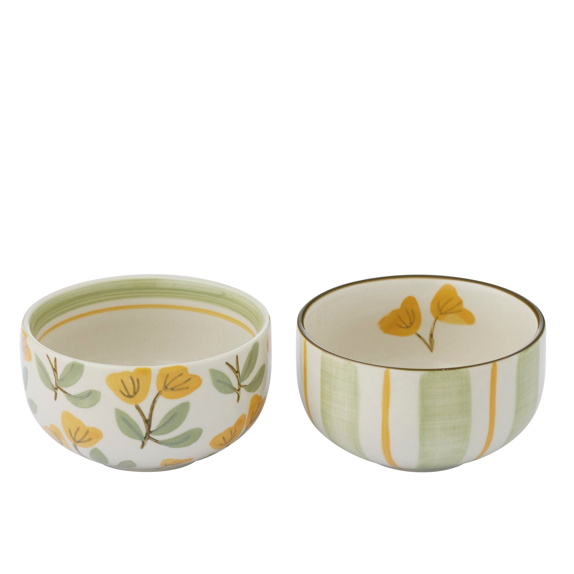 Assemble Gwen Ceramic Bowl Green/Yellow 2 Assorted