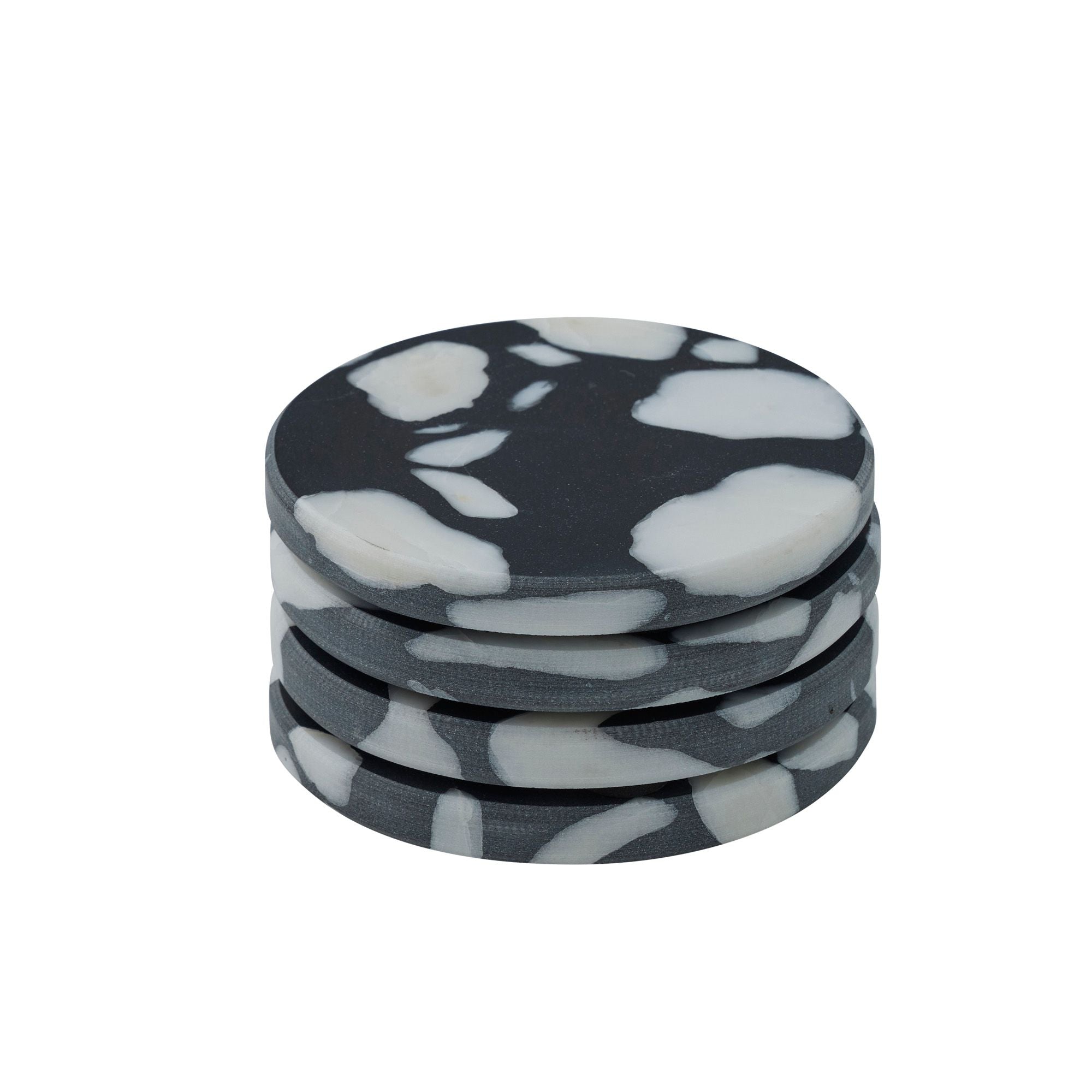 Assemble Hide Set of 4 Terrazzo Coasters Black/White