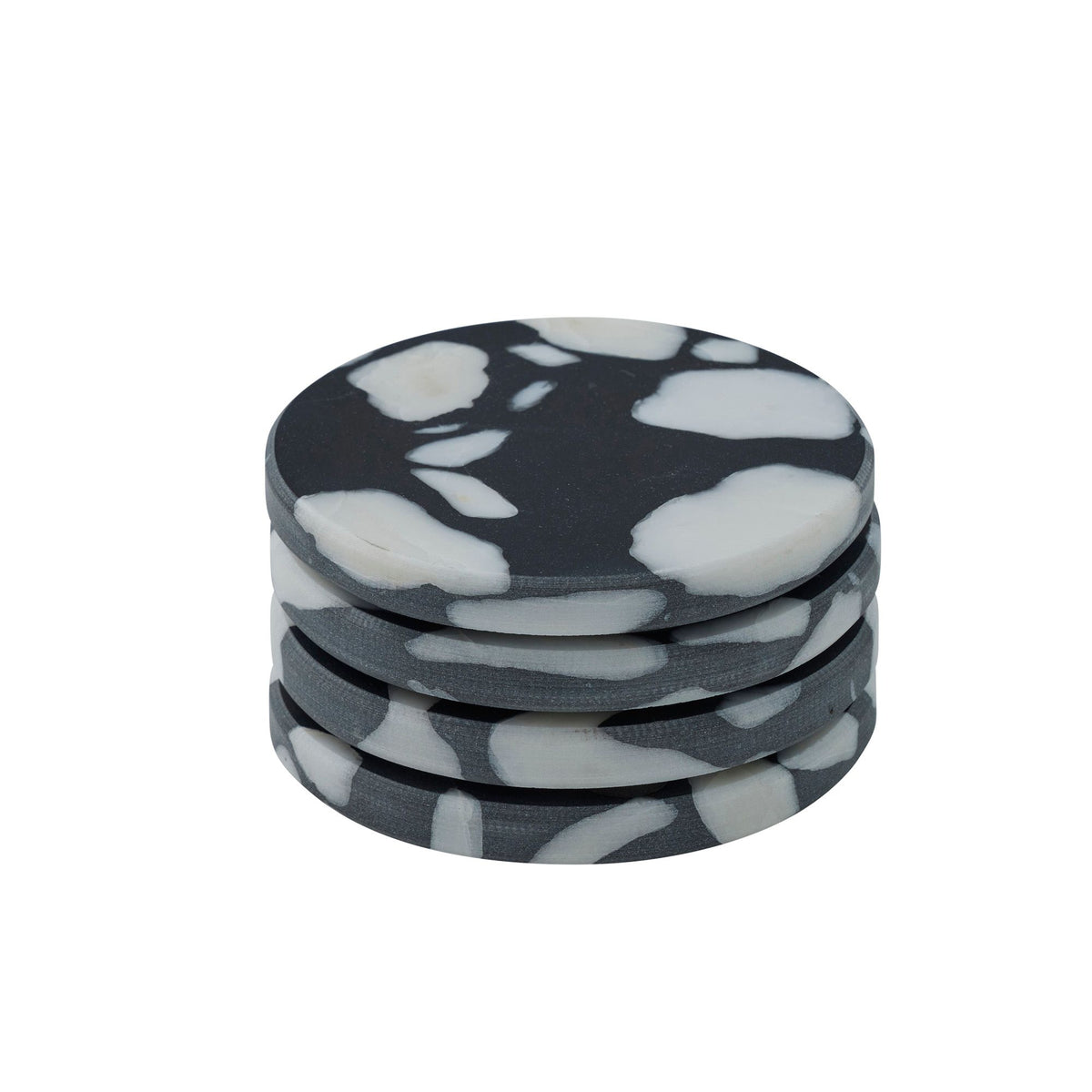 Assemble Hide Set of 4 Terrazzo Coasters Black/White