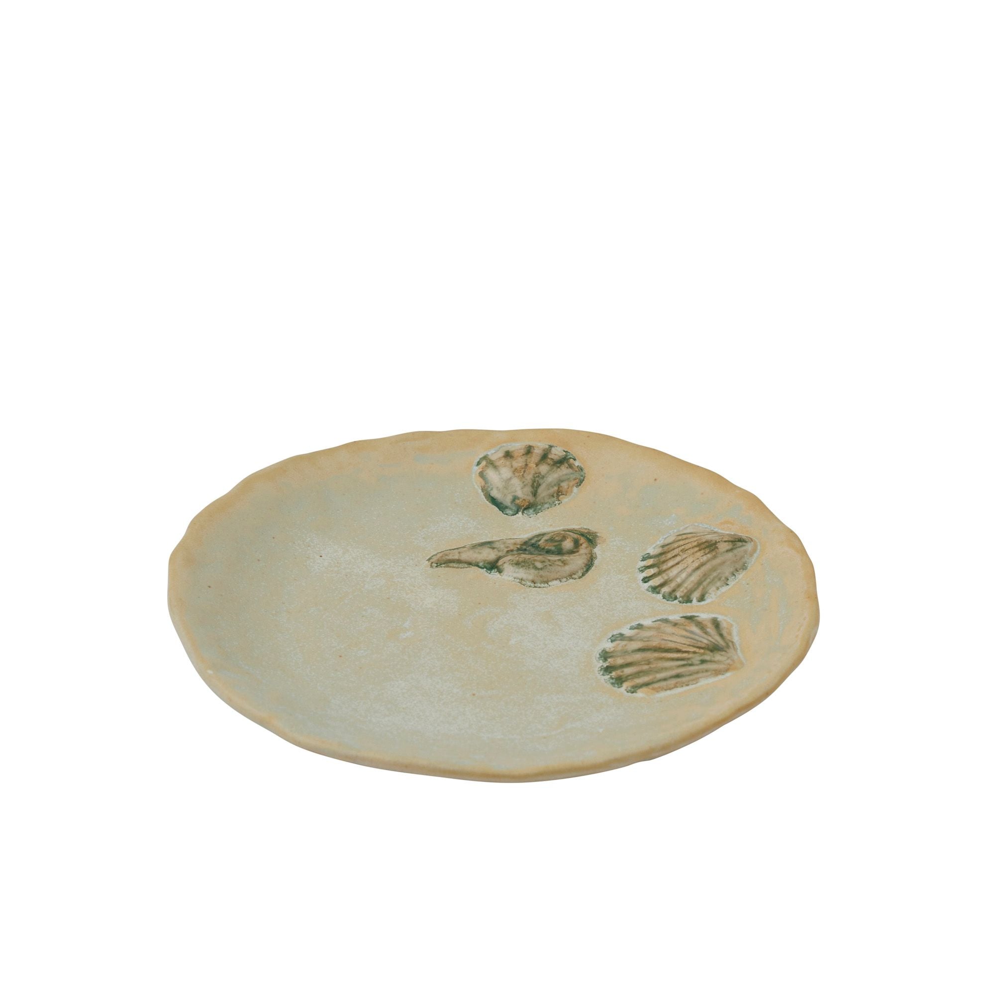 Assemble Riva Round Ceramic Plate 14cm Ivory/Green