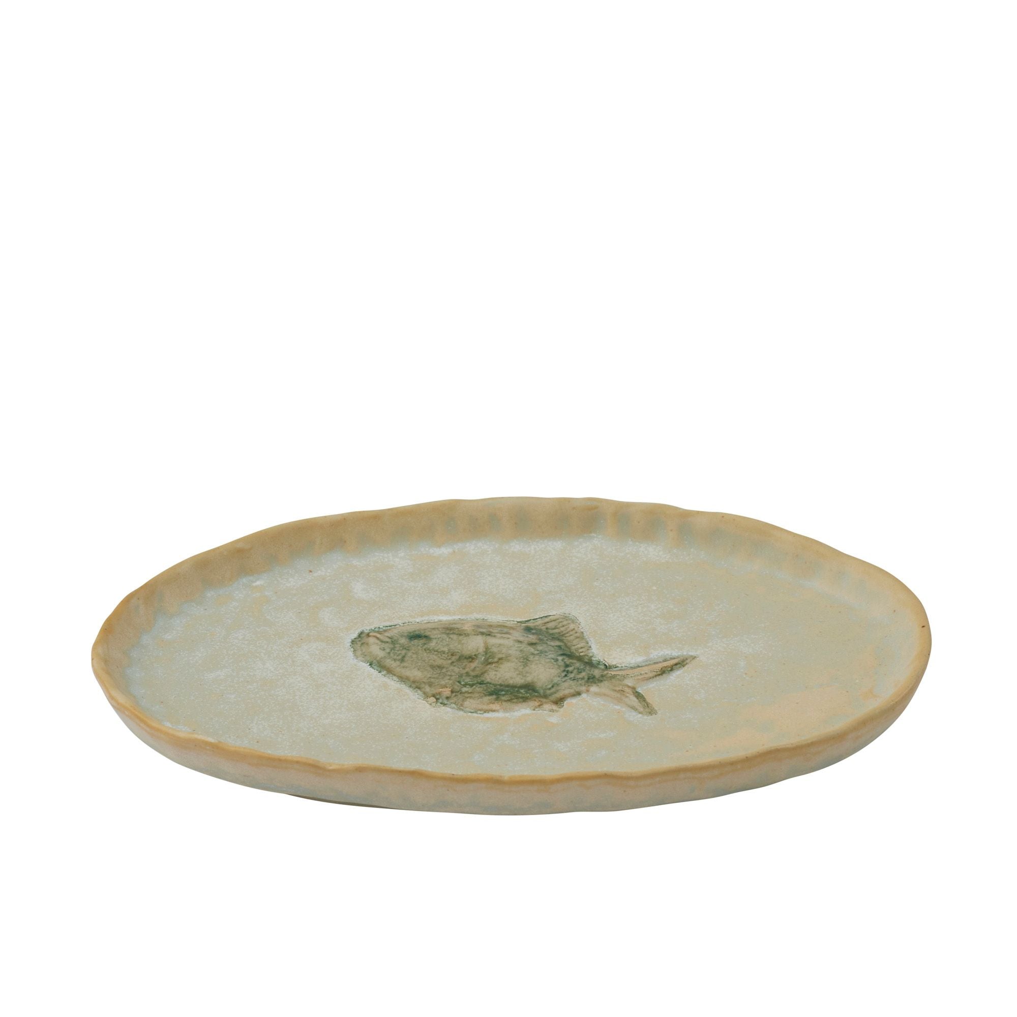 Assemble Riva Ceramic Plate 19.5x12cm Ivory/Green