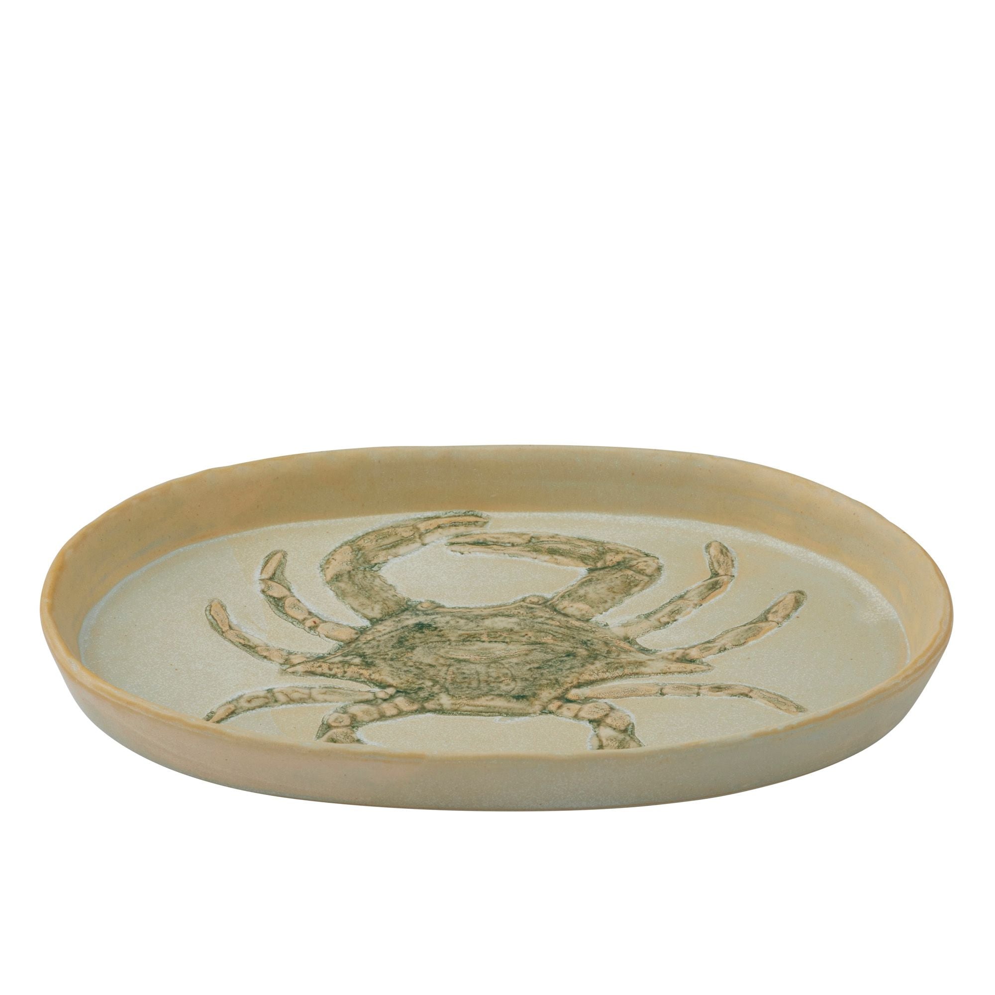 Assemble Riva Ceramic Plate 18x29cm Ivory/Green