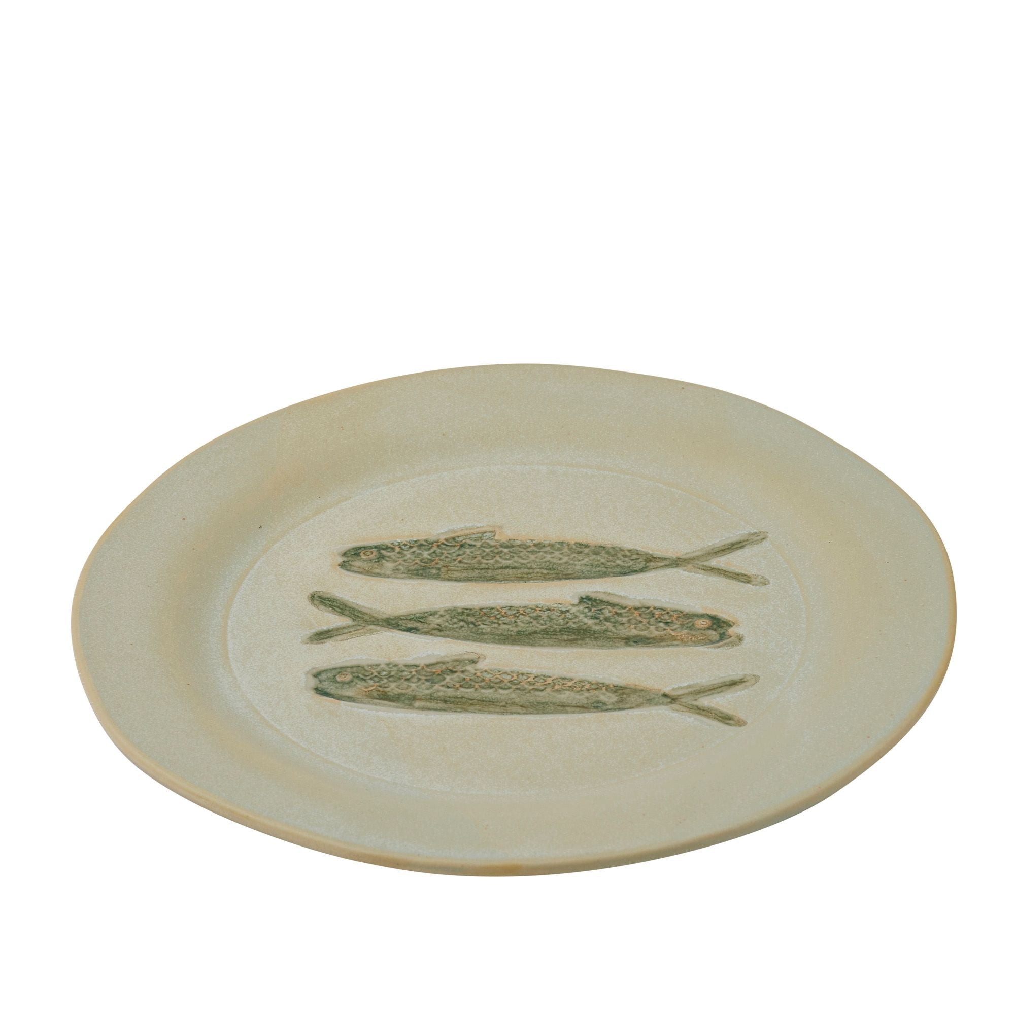 Assemble Riva Round Ceramic Plate 27.5cm Ivory/Green