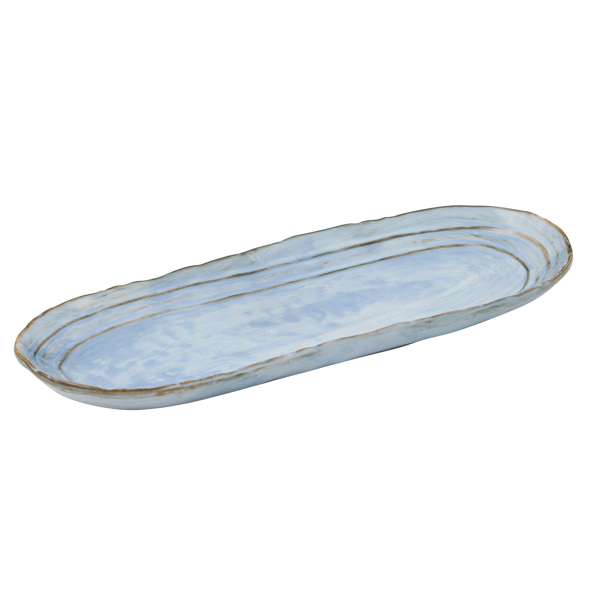 Assemble Acqua Ceramic Platter 32.5x13cm Blue