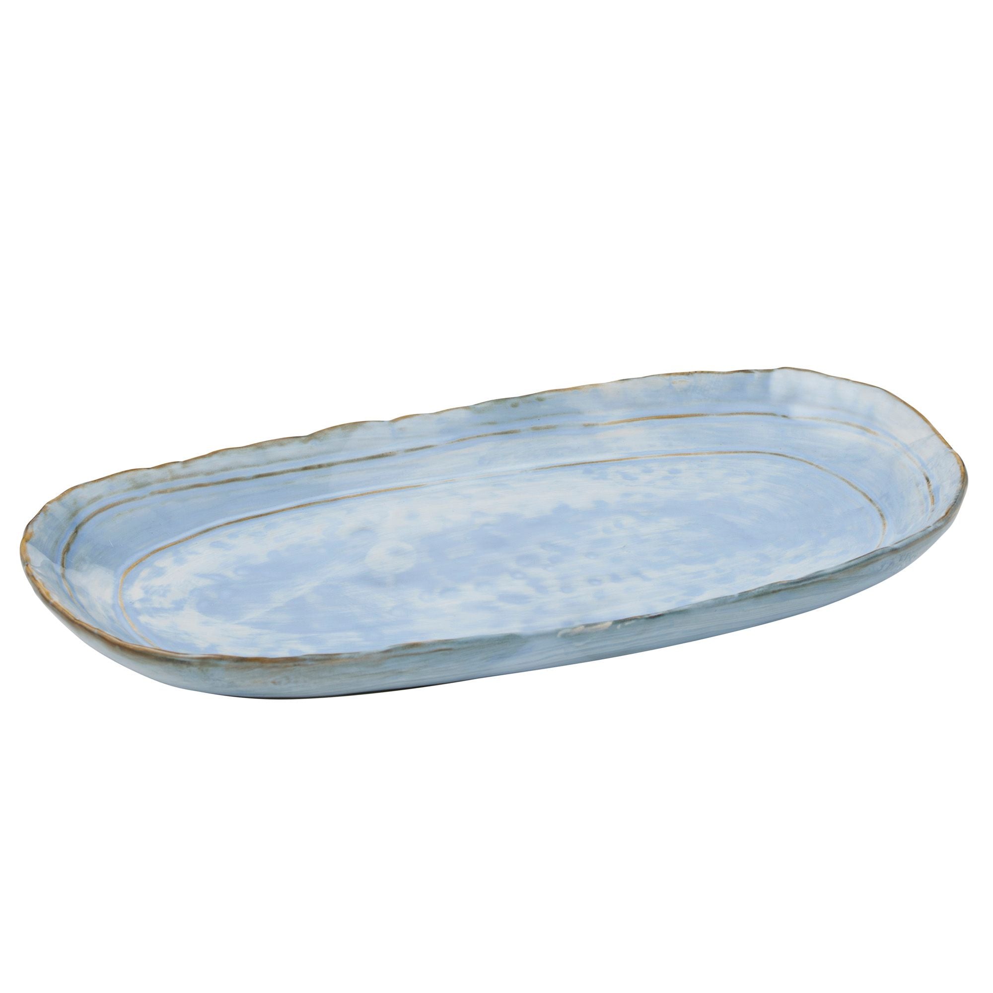 Assemble Acqua Ceramic Platter 37x21cm Blue