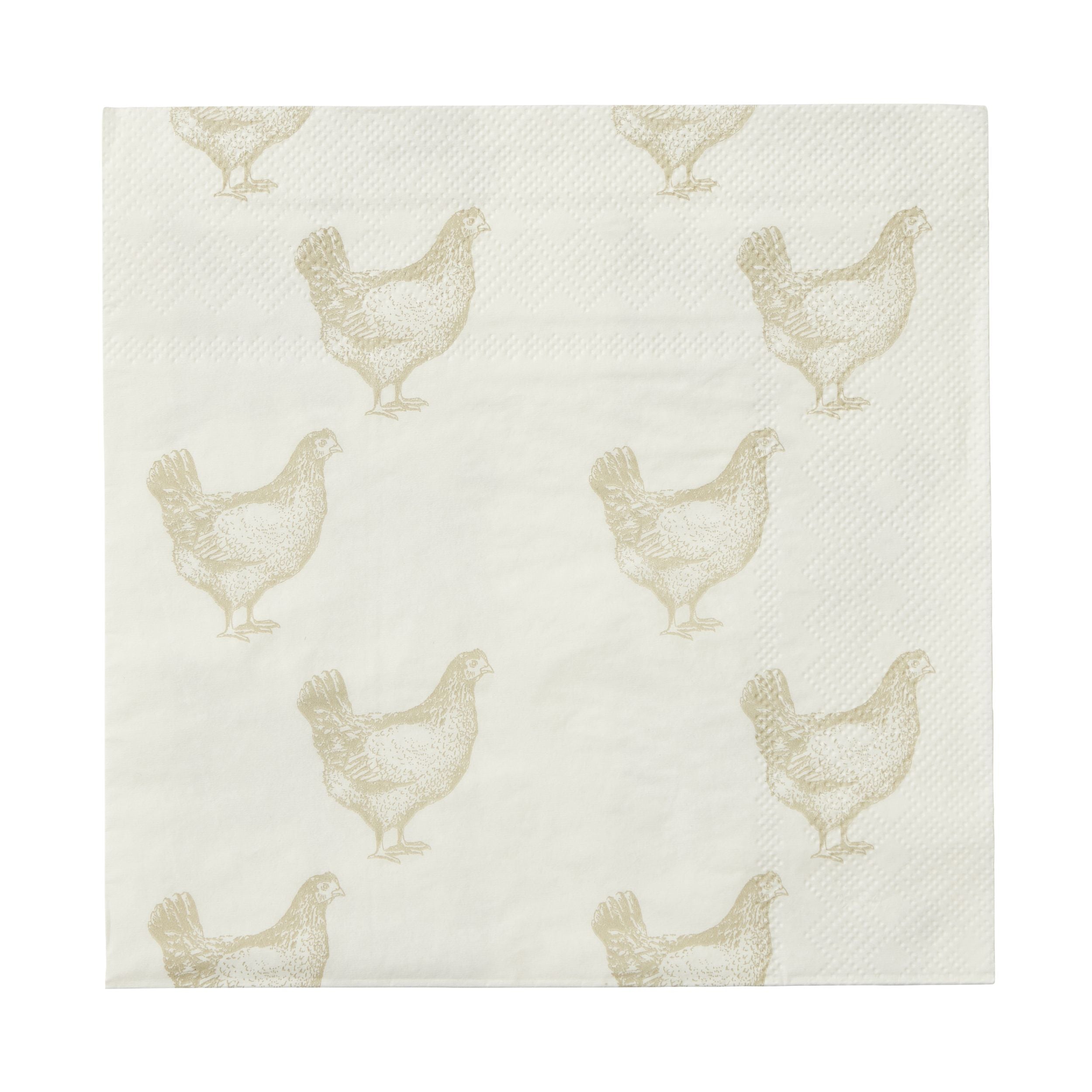 Assemble Chooks 20pk 3 Ply Napkin White/Natural