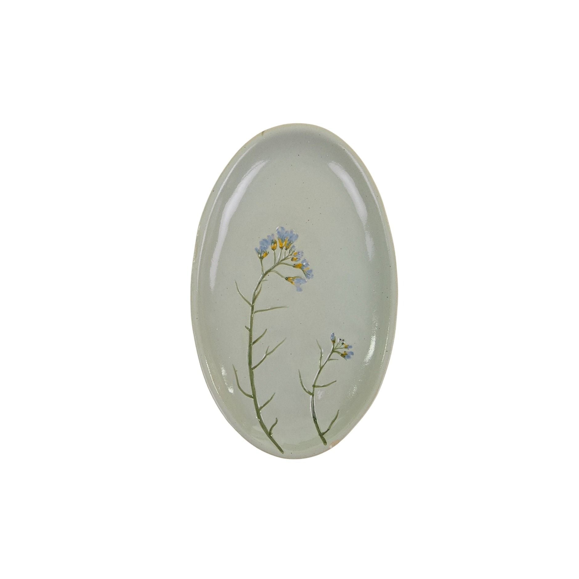 Coast To Coast Fiori Ceramic Oval Plate 20x12.5cm Natural/Blue