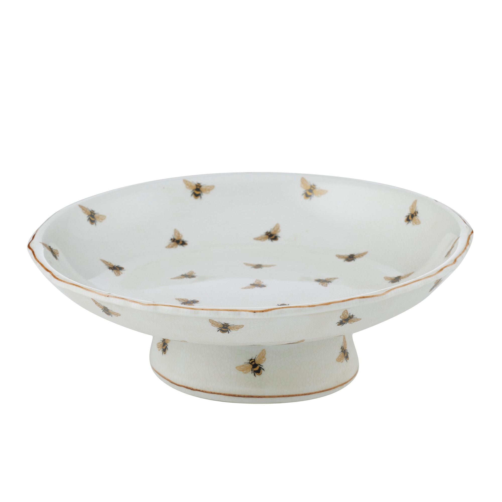 Coast To Coast Apiary Ceramic Footed Plate Gold