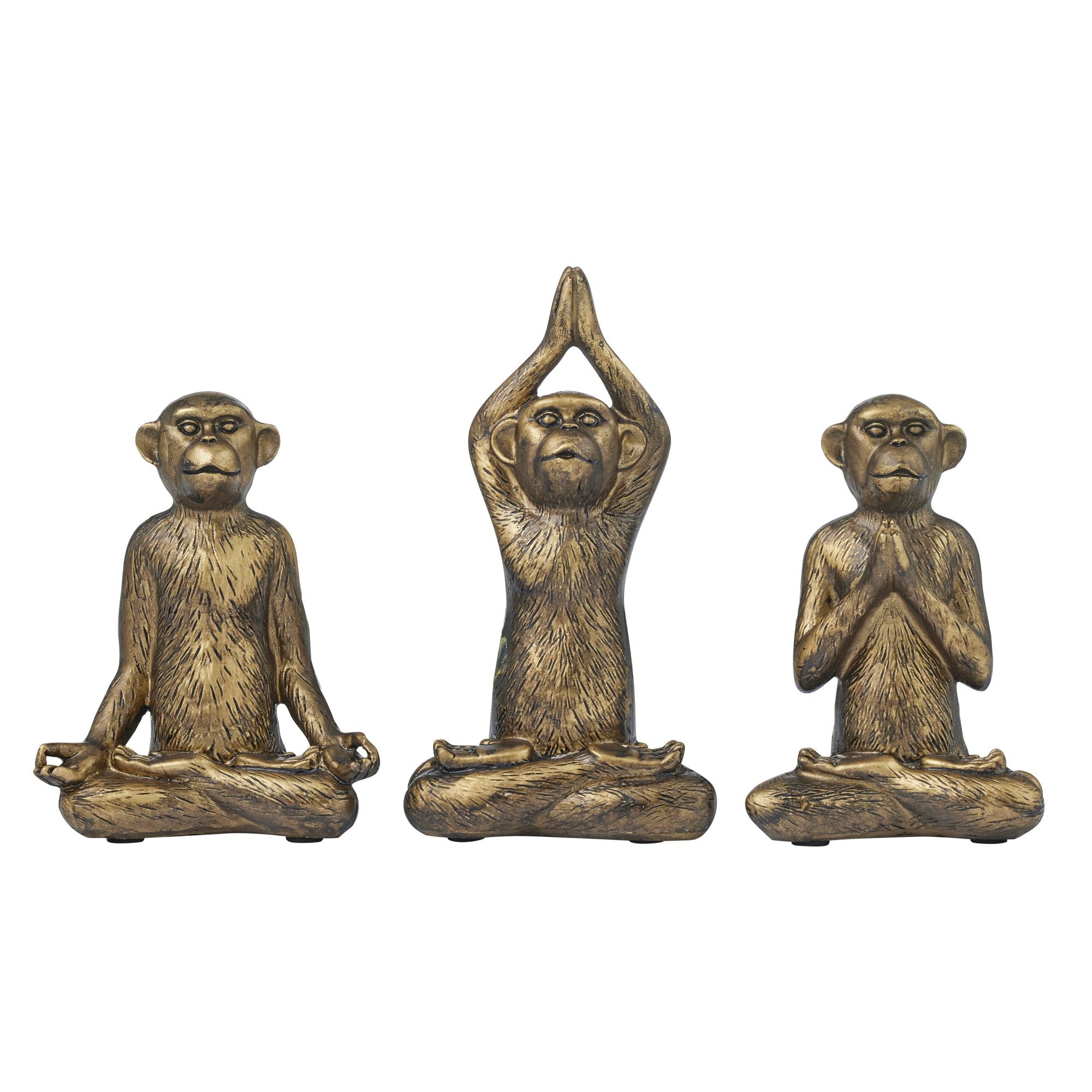 Coast To Coast Yoga Monkey Set of 3 Resin Sculpture
