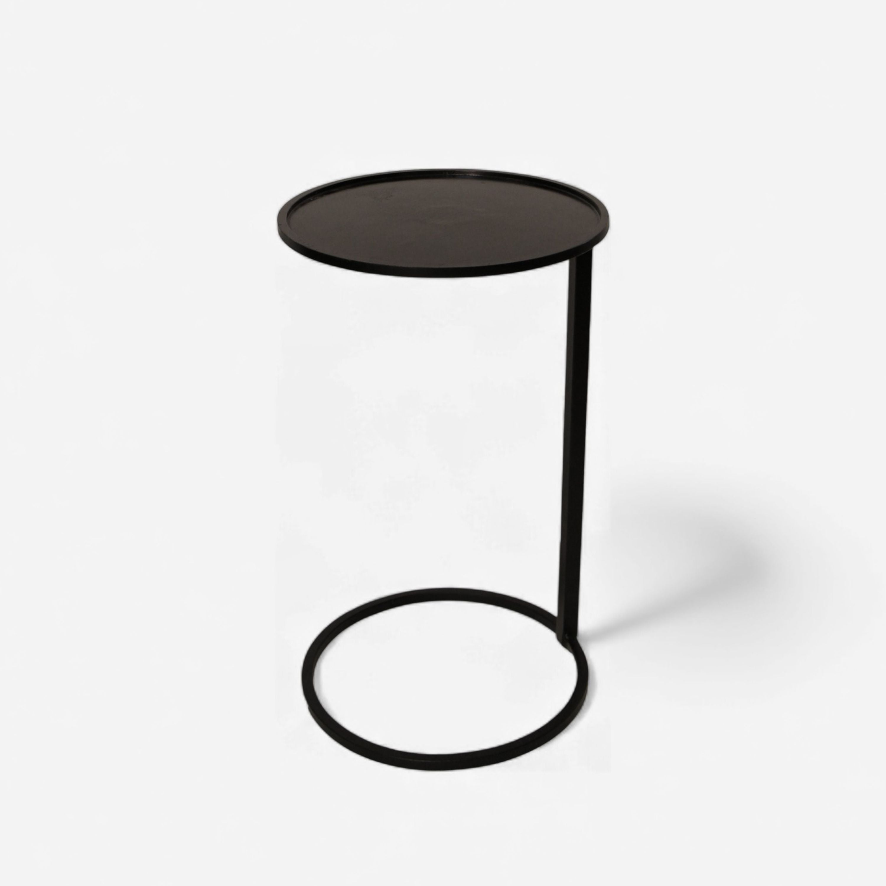 French Country Black Circle Small Couch Side Table