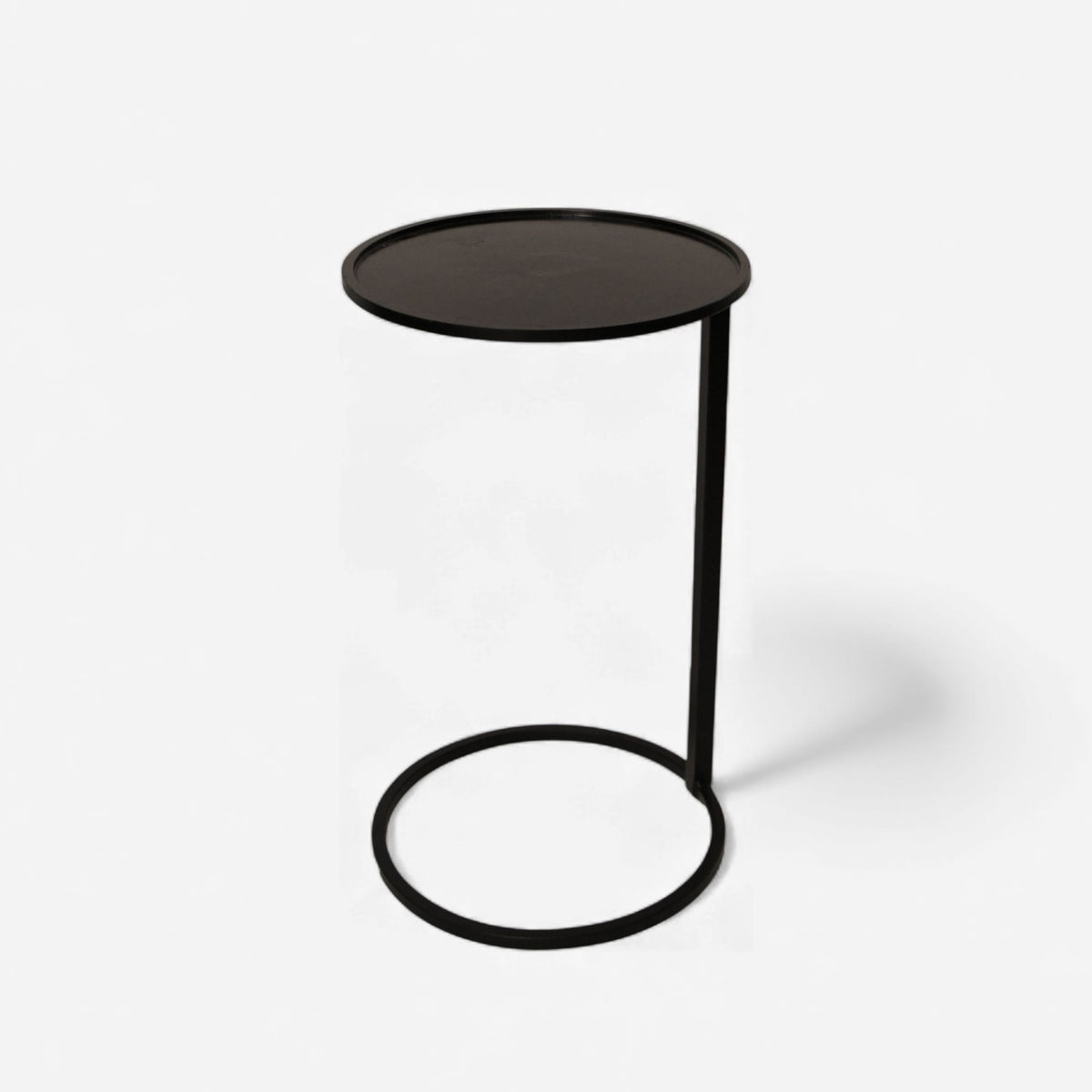 French Country Black Circle Small Couch Side Table
