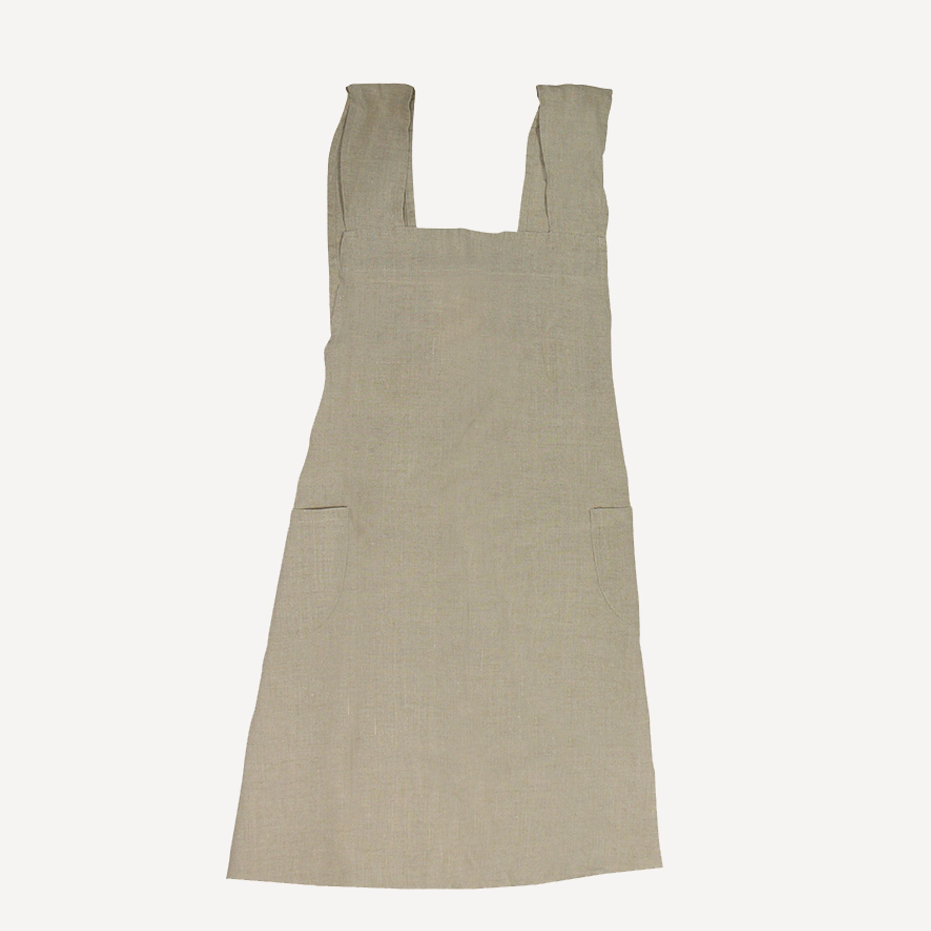 French Country Cross Back Apron Natural Stonewashed Linen