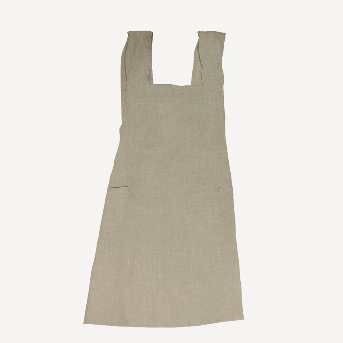 French Country Cross Back Apron Natural Stonewashed Linen