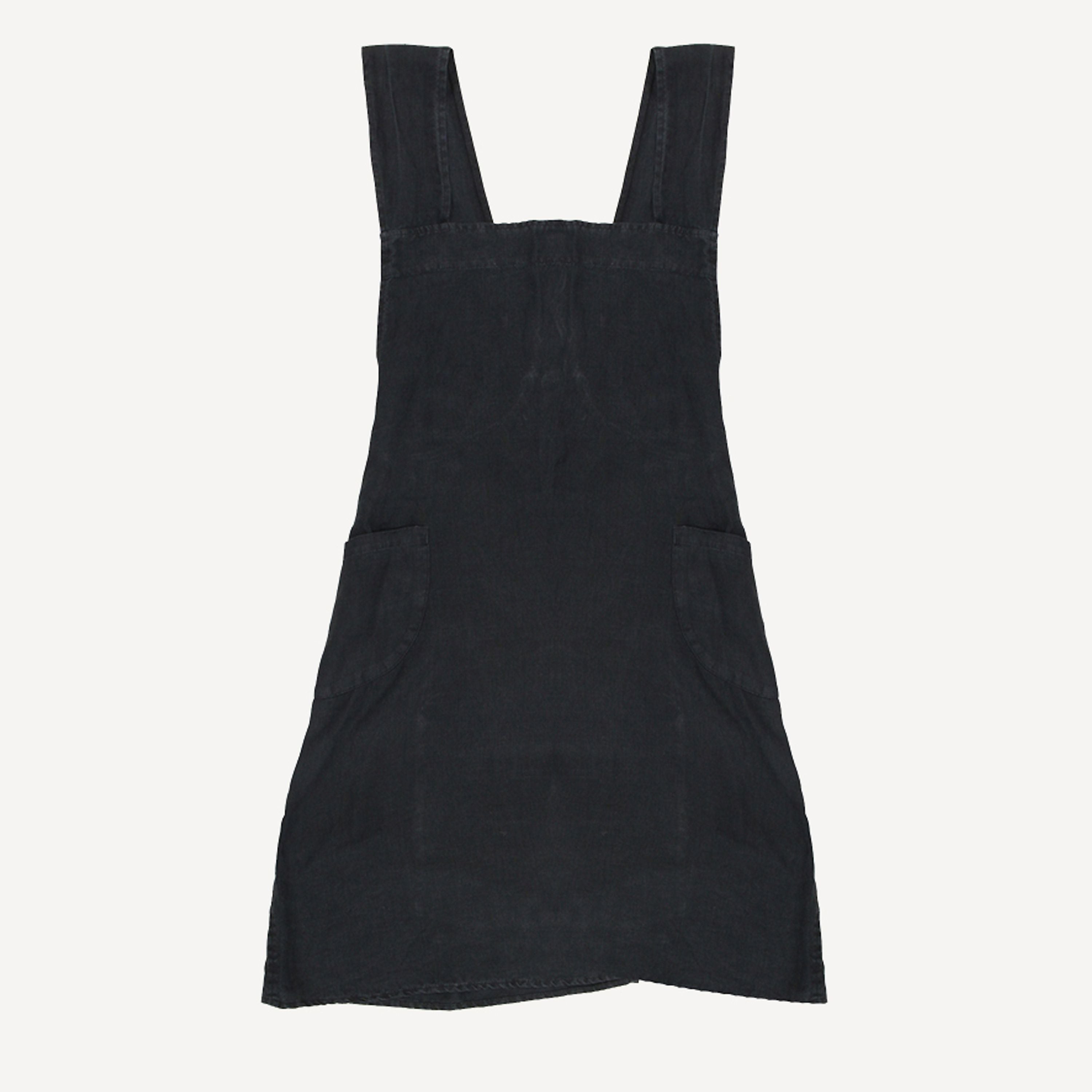 French Country Cross Back Apron Black Stonewashed Linen