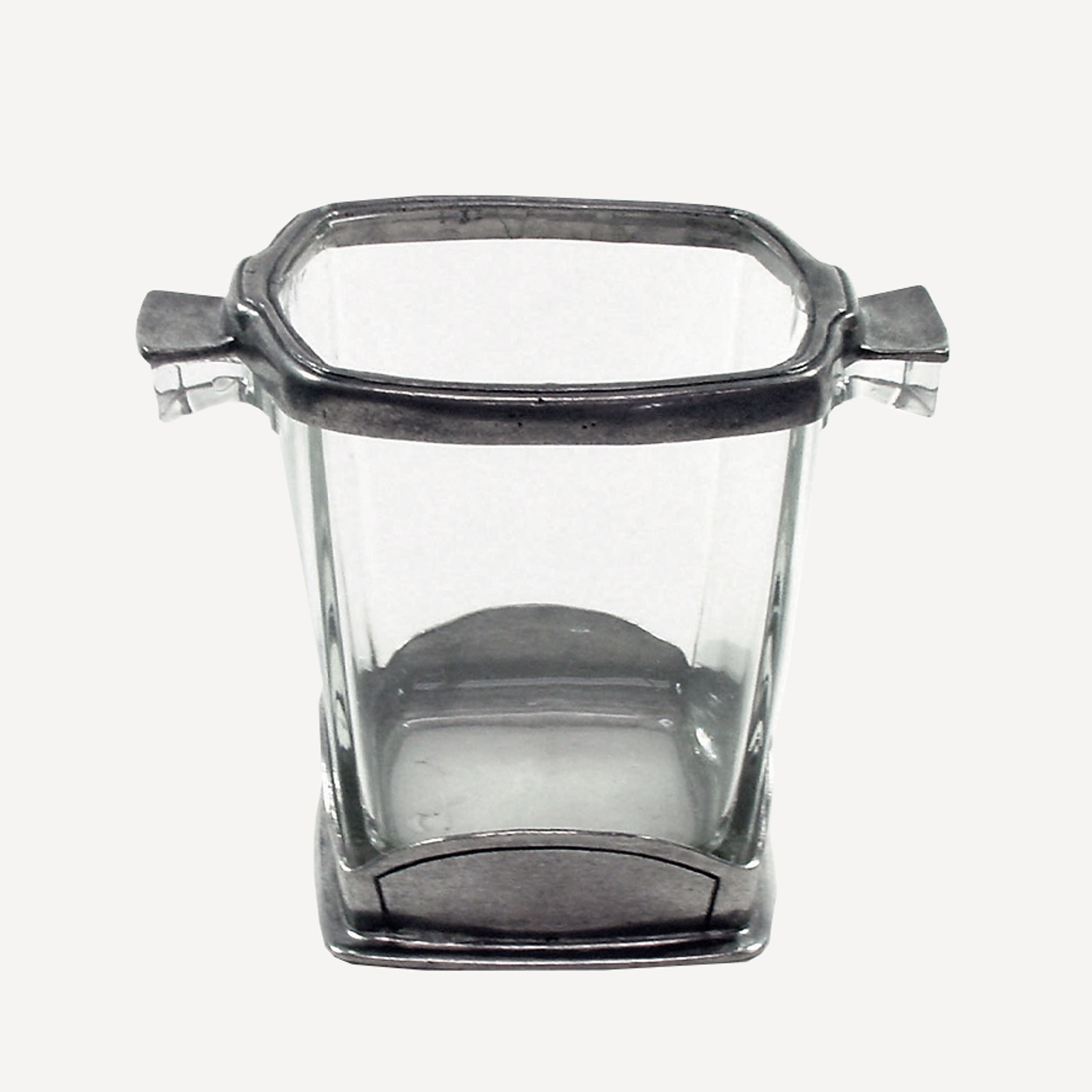 French Country Square Pewter & Glass Ice Bucket