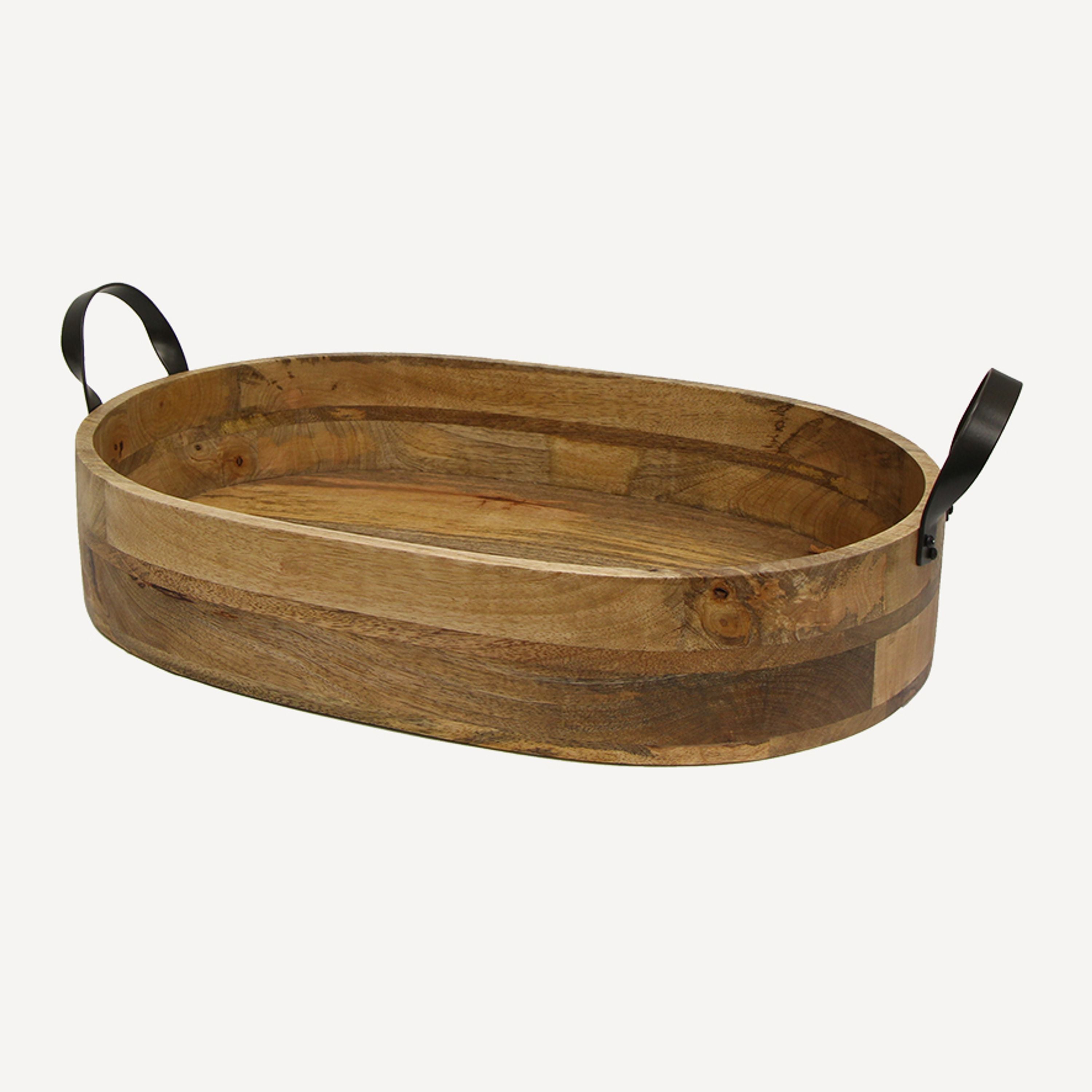 French Country Ploughmans Oval Serving Tray Iron Handles