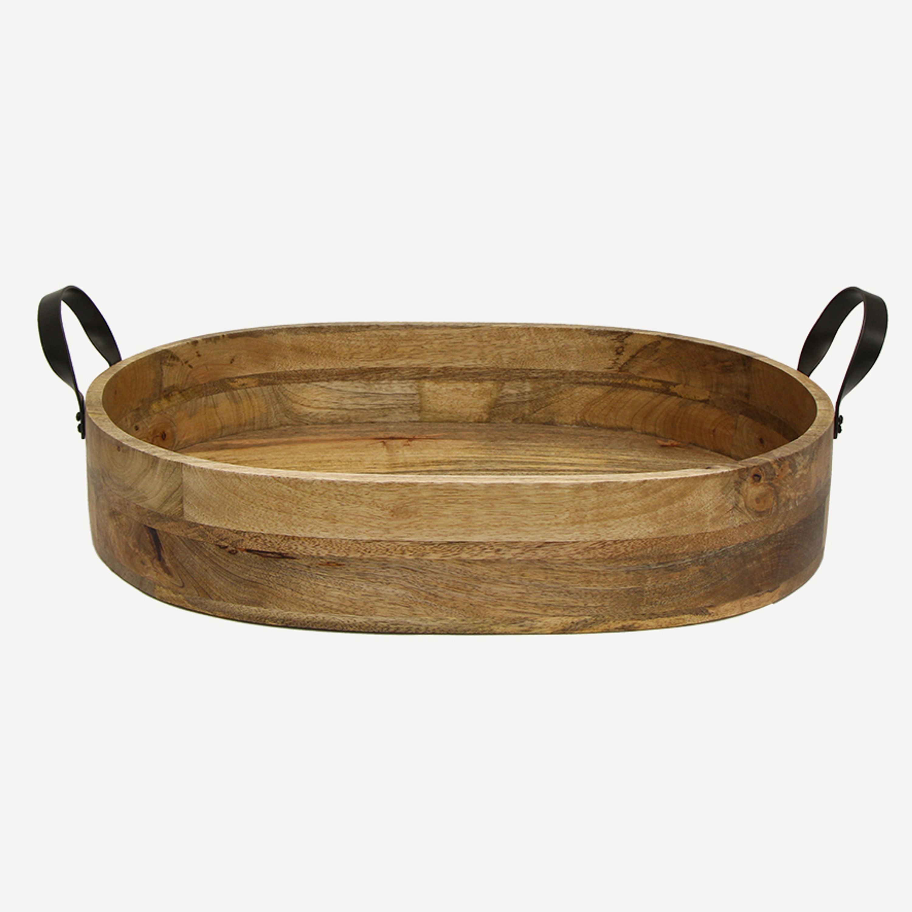 French Country Ploughmans Oval Serving Tray Iron Handles