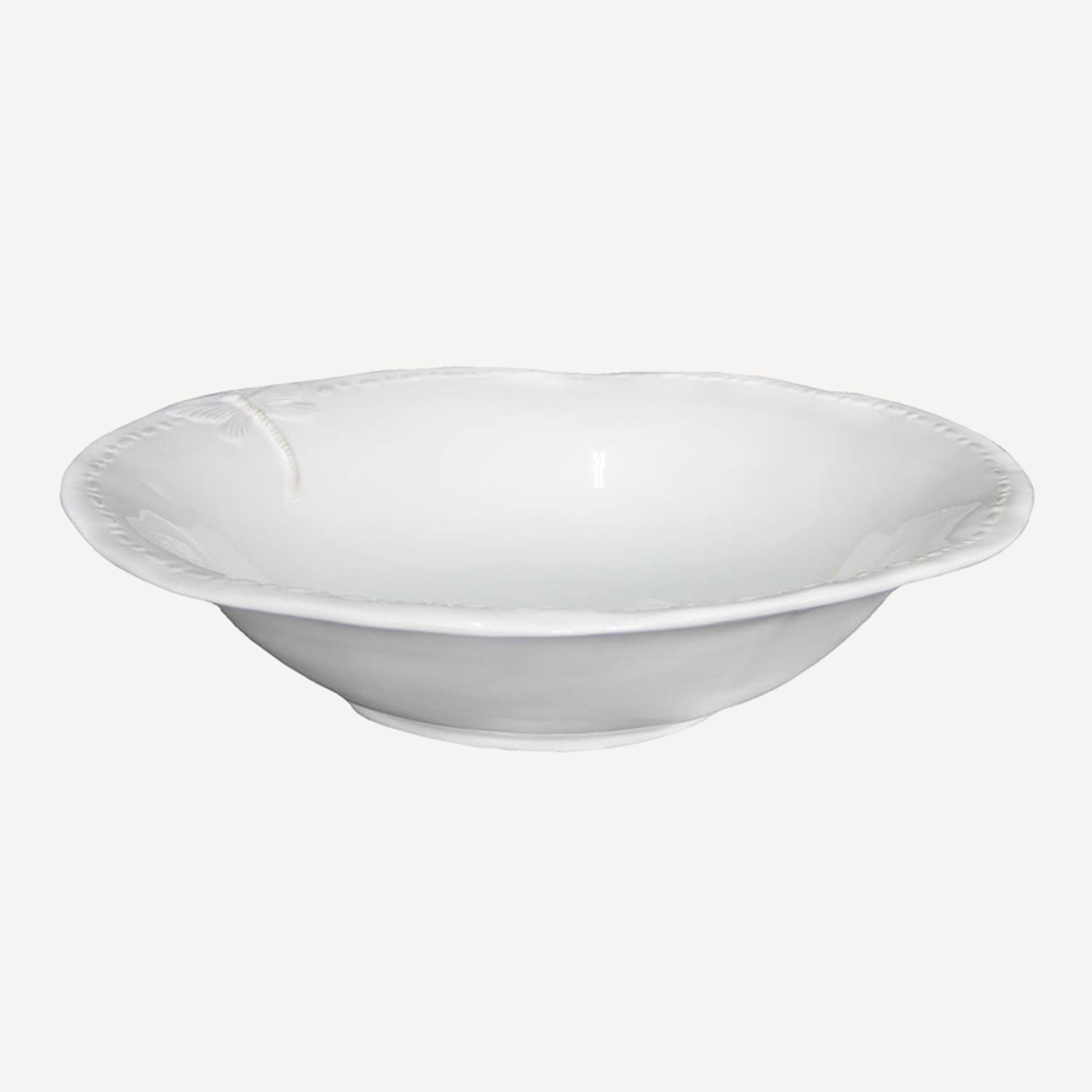 French Country Dragonfly Stoneware White Salad Bowl Small