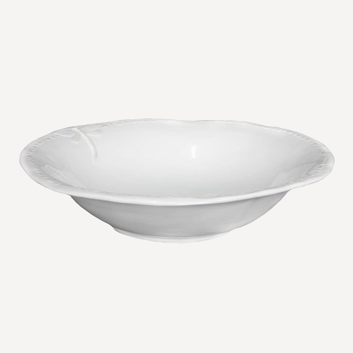French Country Dragonfly Stoneware White Salad Bowl Small
