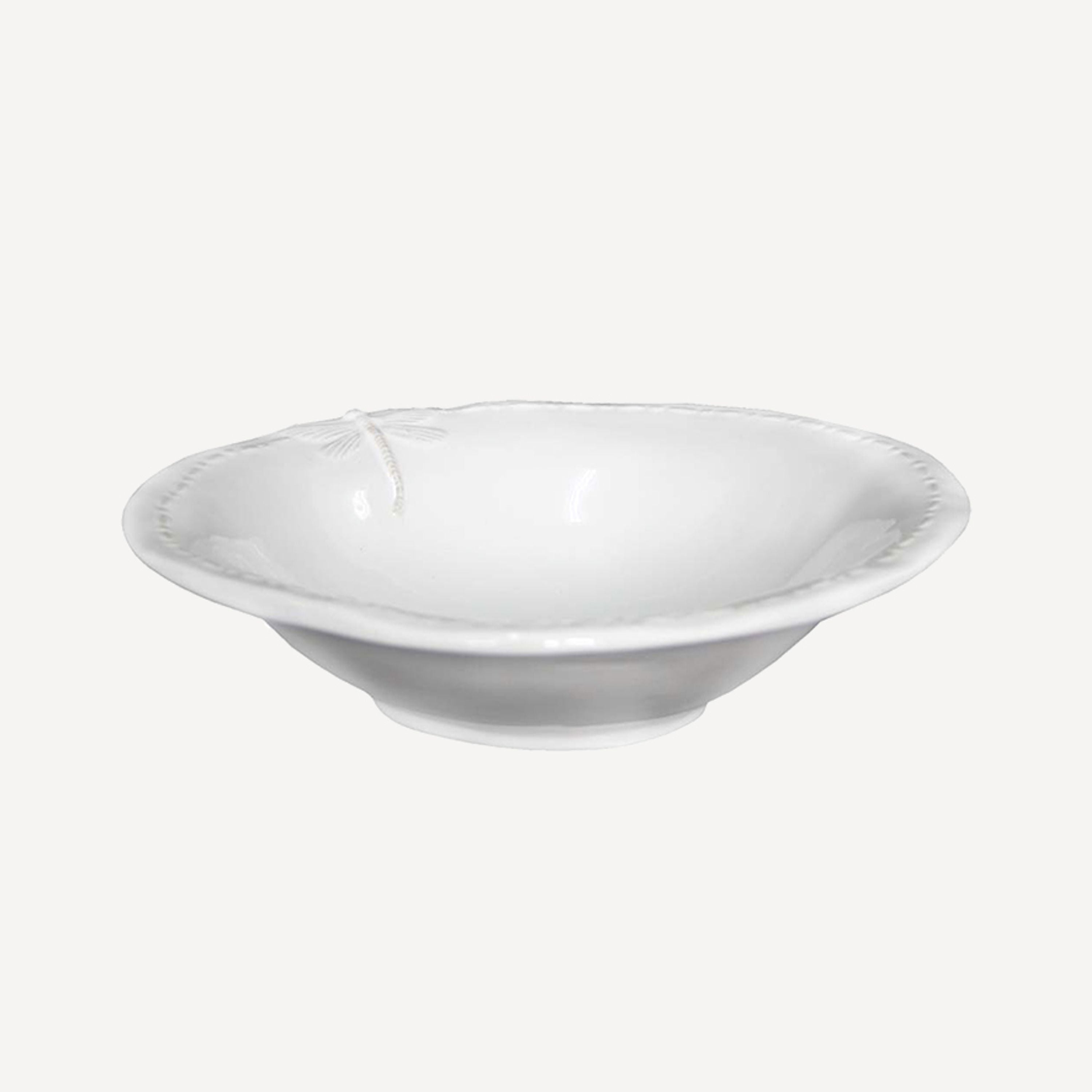 French Country Dragonfly Stoneware White Cereal Bowl