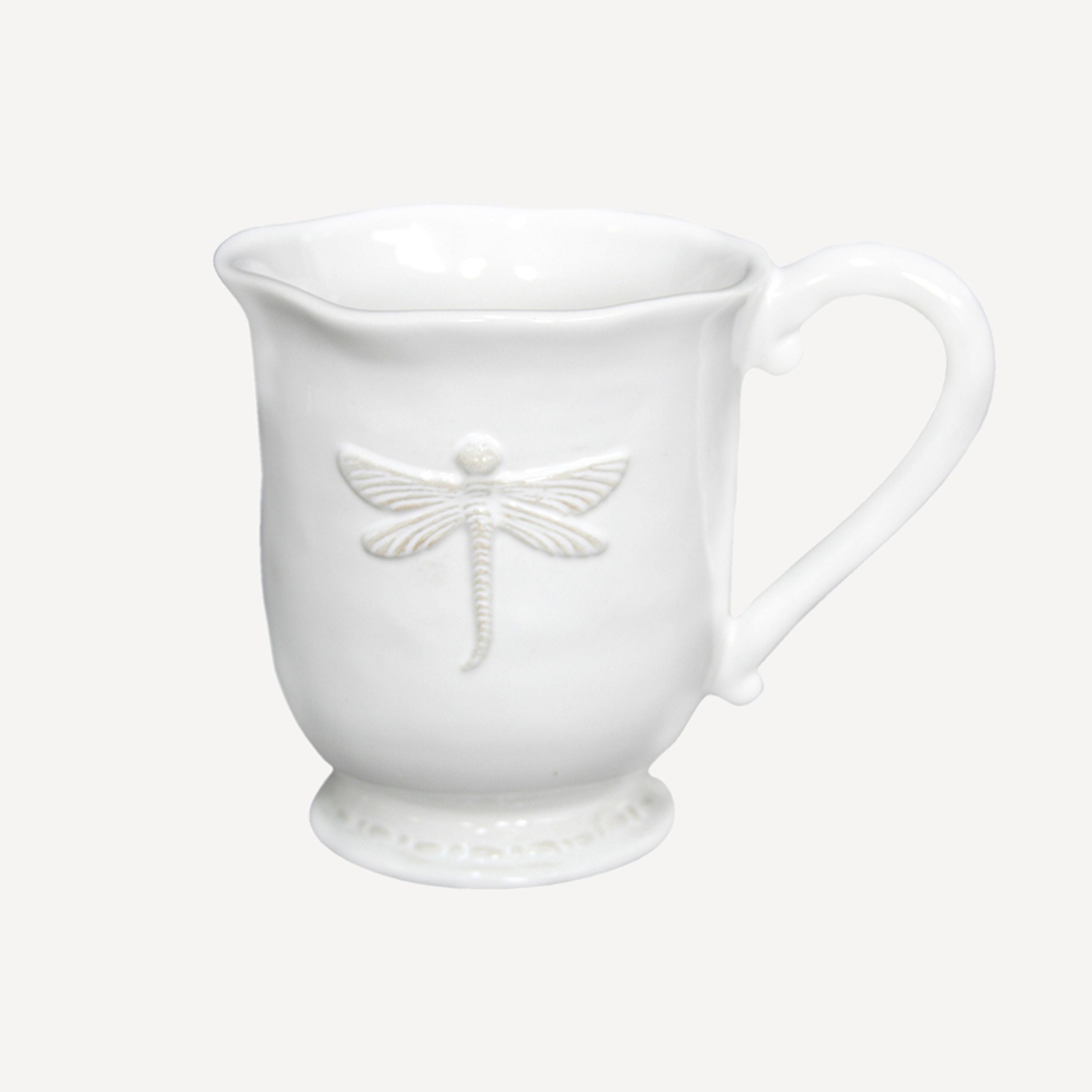 French Country Dragonfly Stoneware White Mug