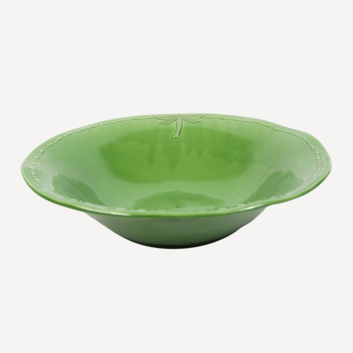 French Country Dragonfly Stoneware Green Salad Bowl Small