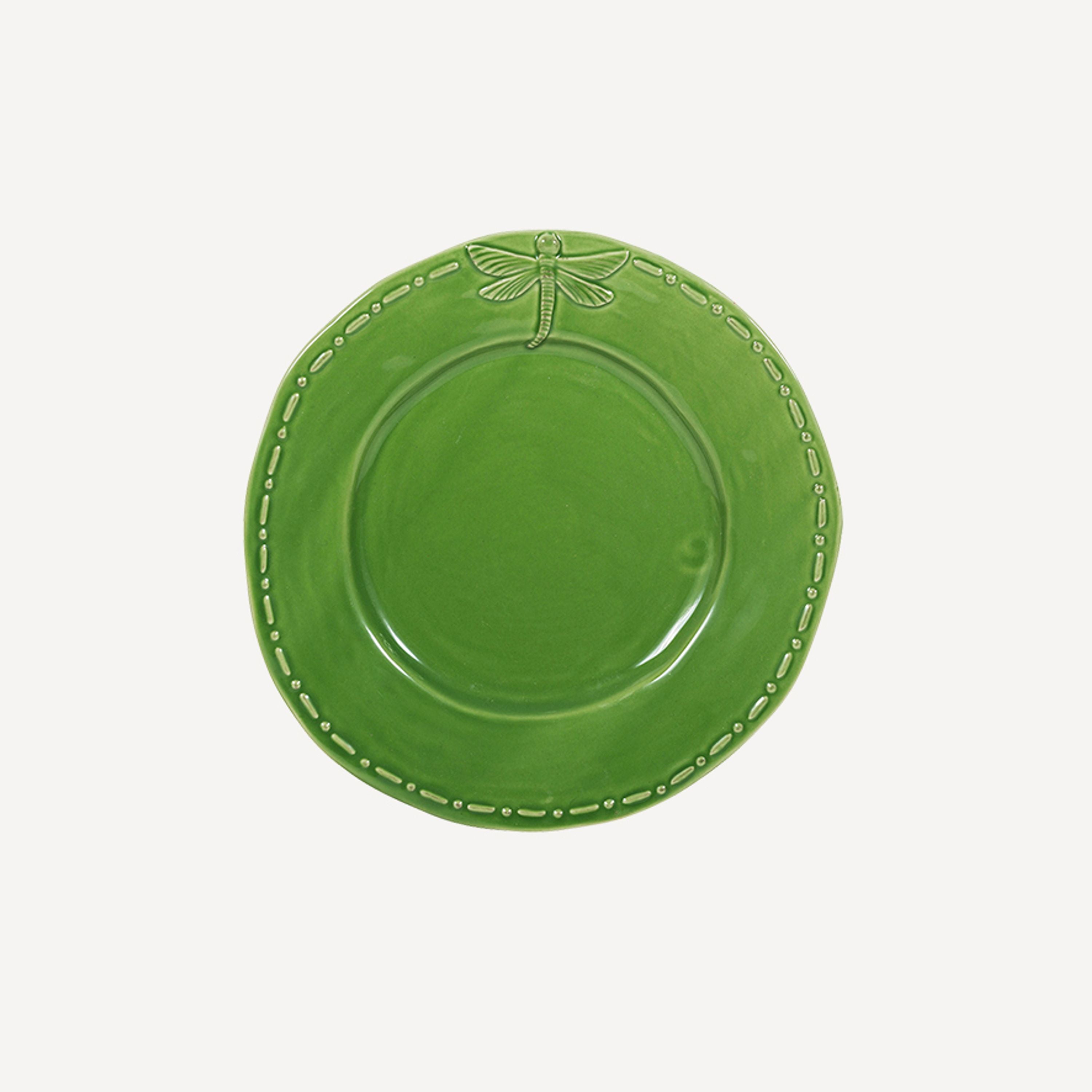 French Country Dragonfly Stoneware Green Side Plate