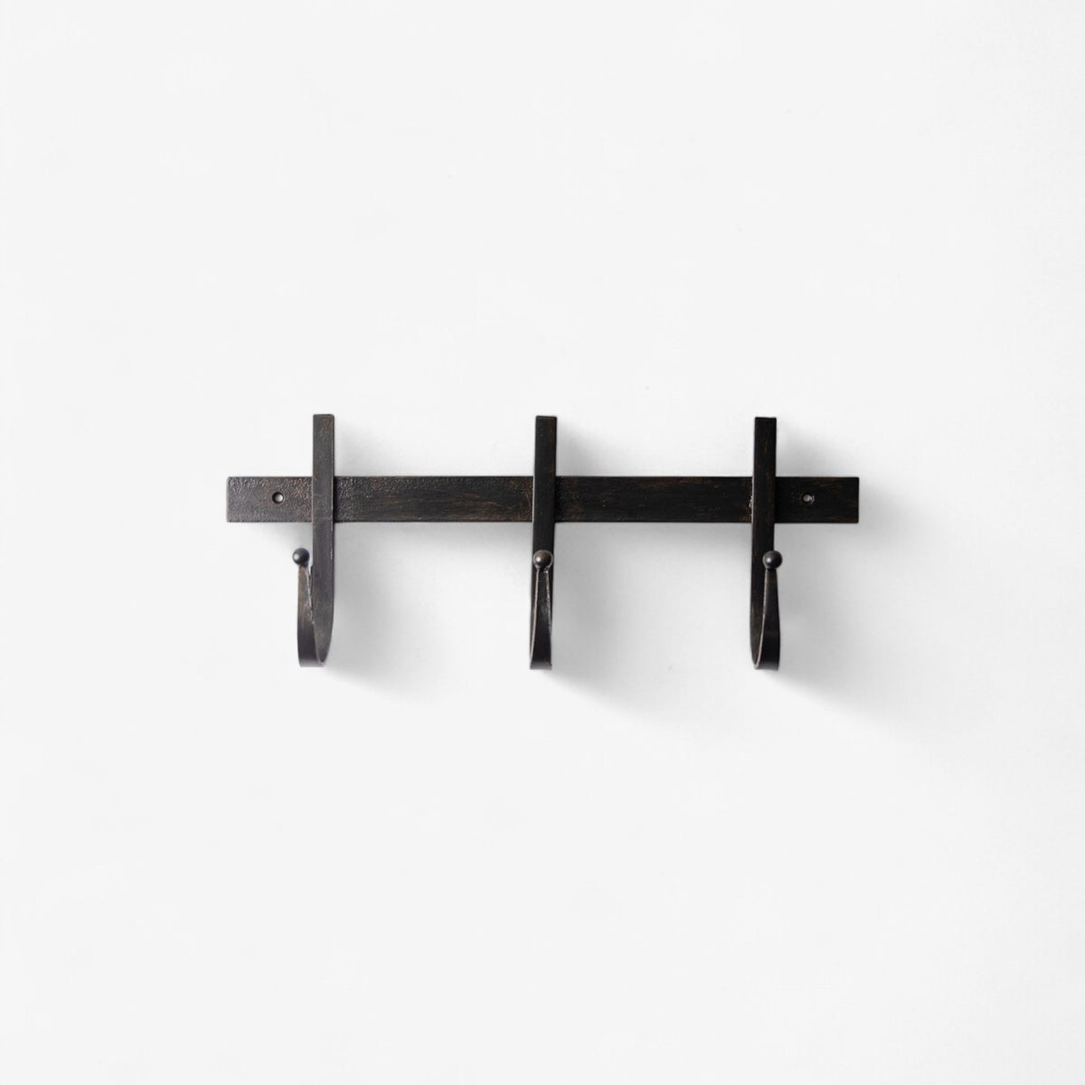 French Country Chunky Iron 3 Hook Brush Black