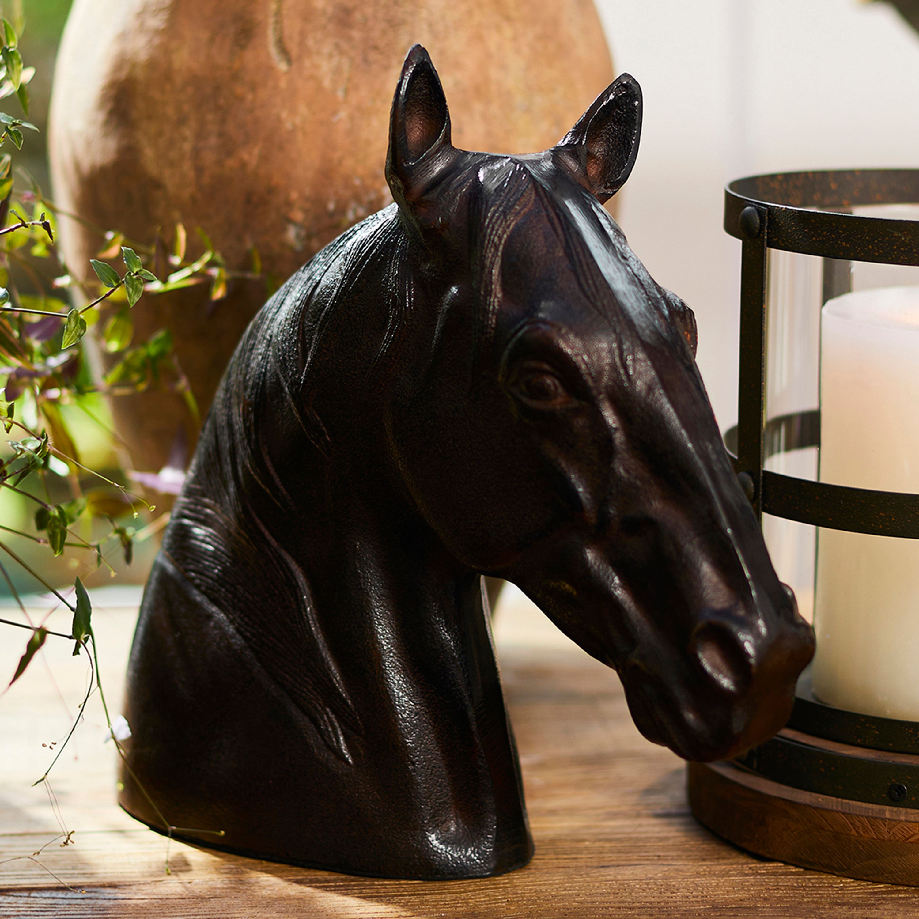 French Country Horse Head Décor Bronze Finish