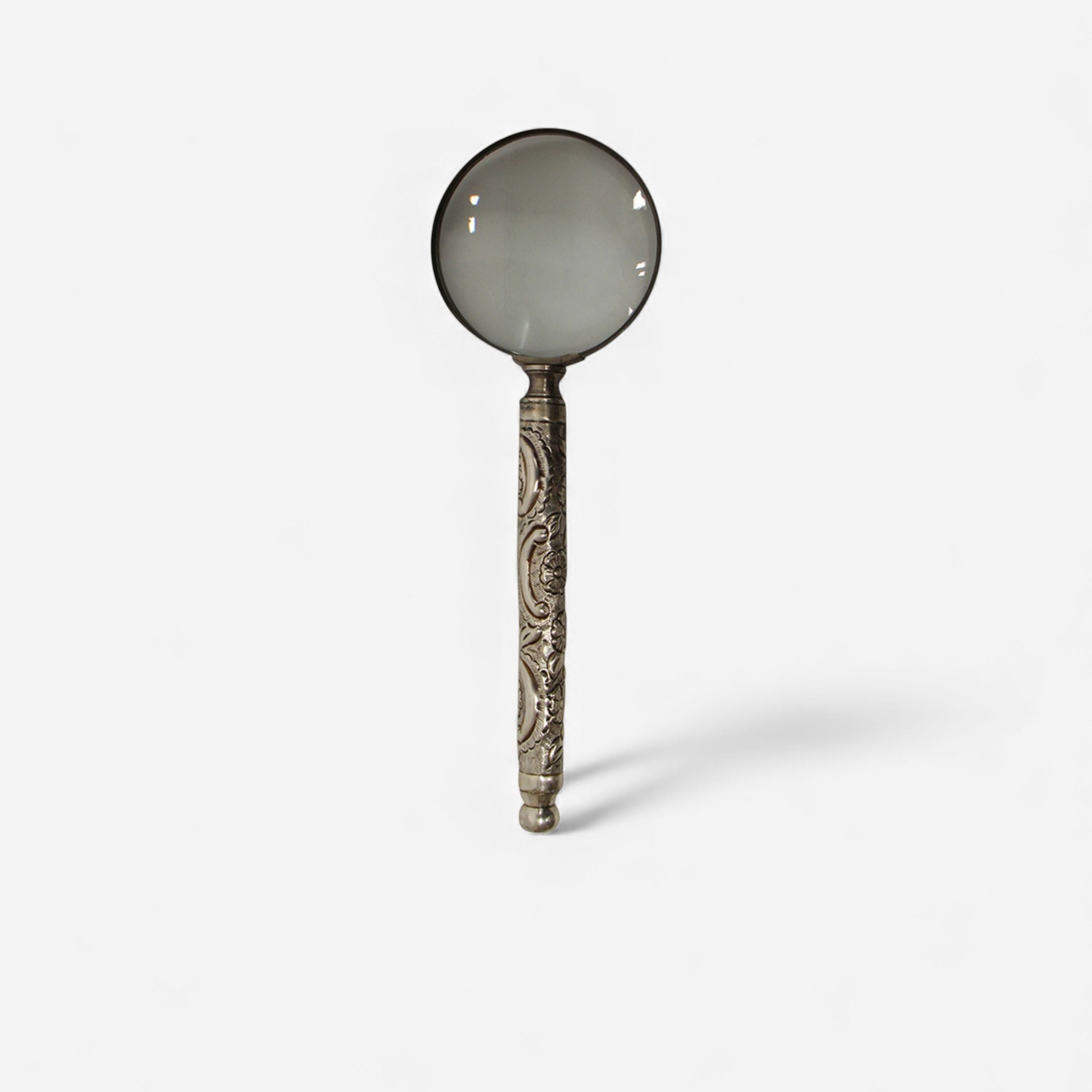French Country Embossed Antique Silver Magnifying Glass