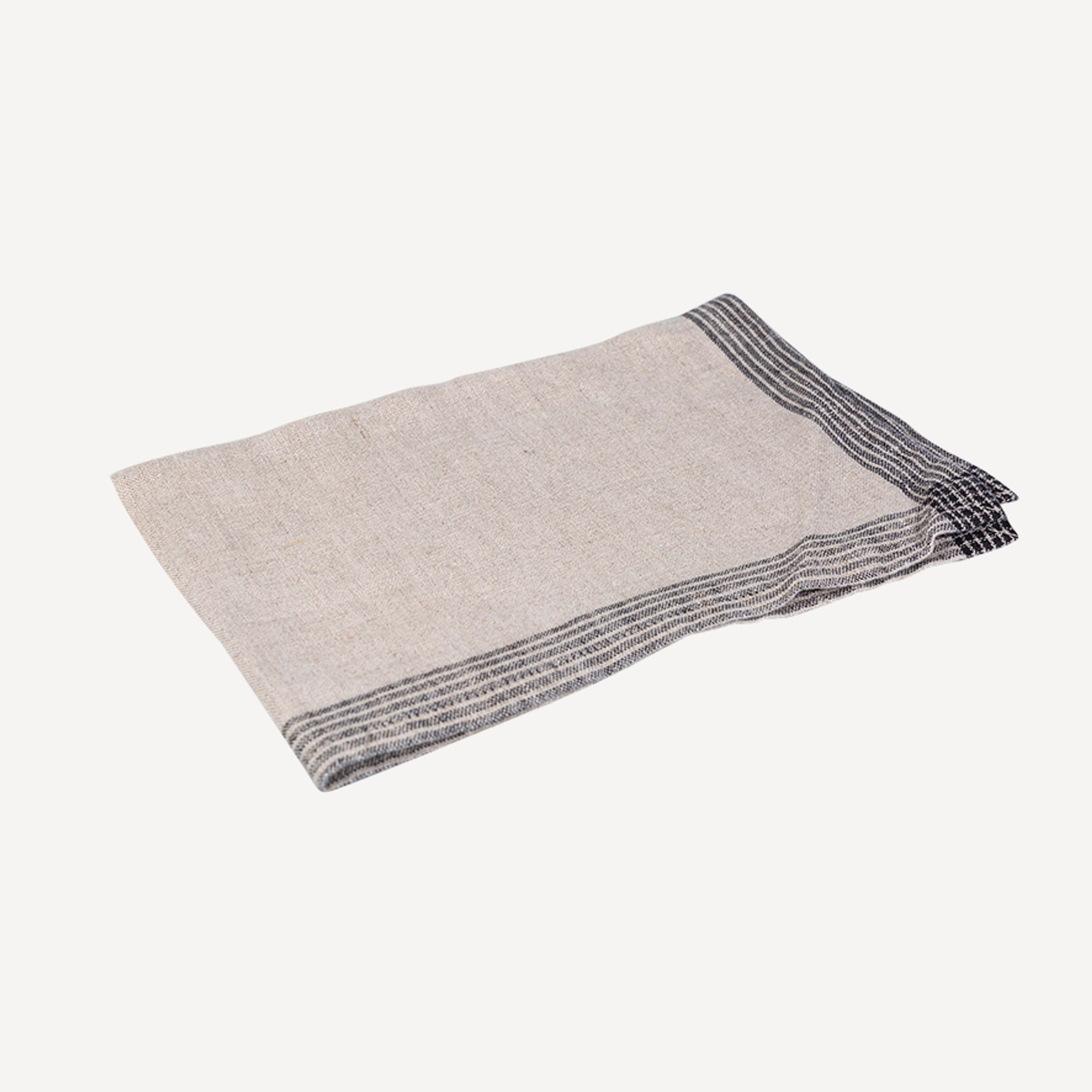 French Country Woven Border Tea Towel Natural & Black
